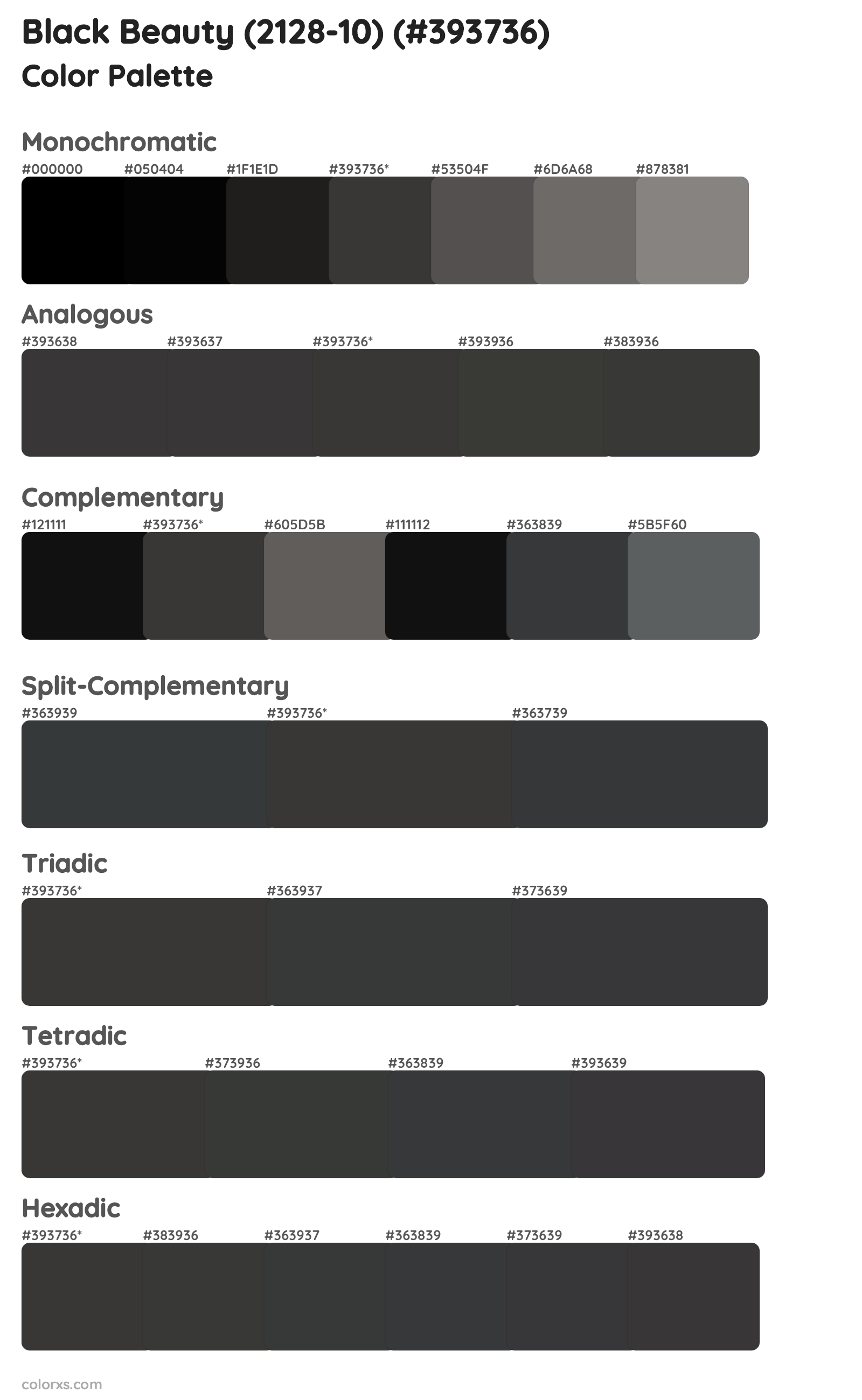 Black Beauty (2128-10) Color Scheme Palettes