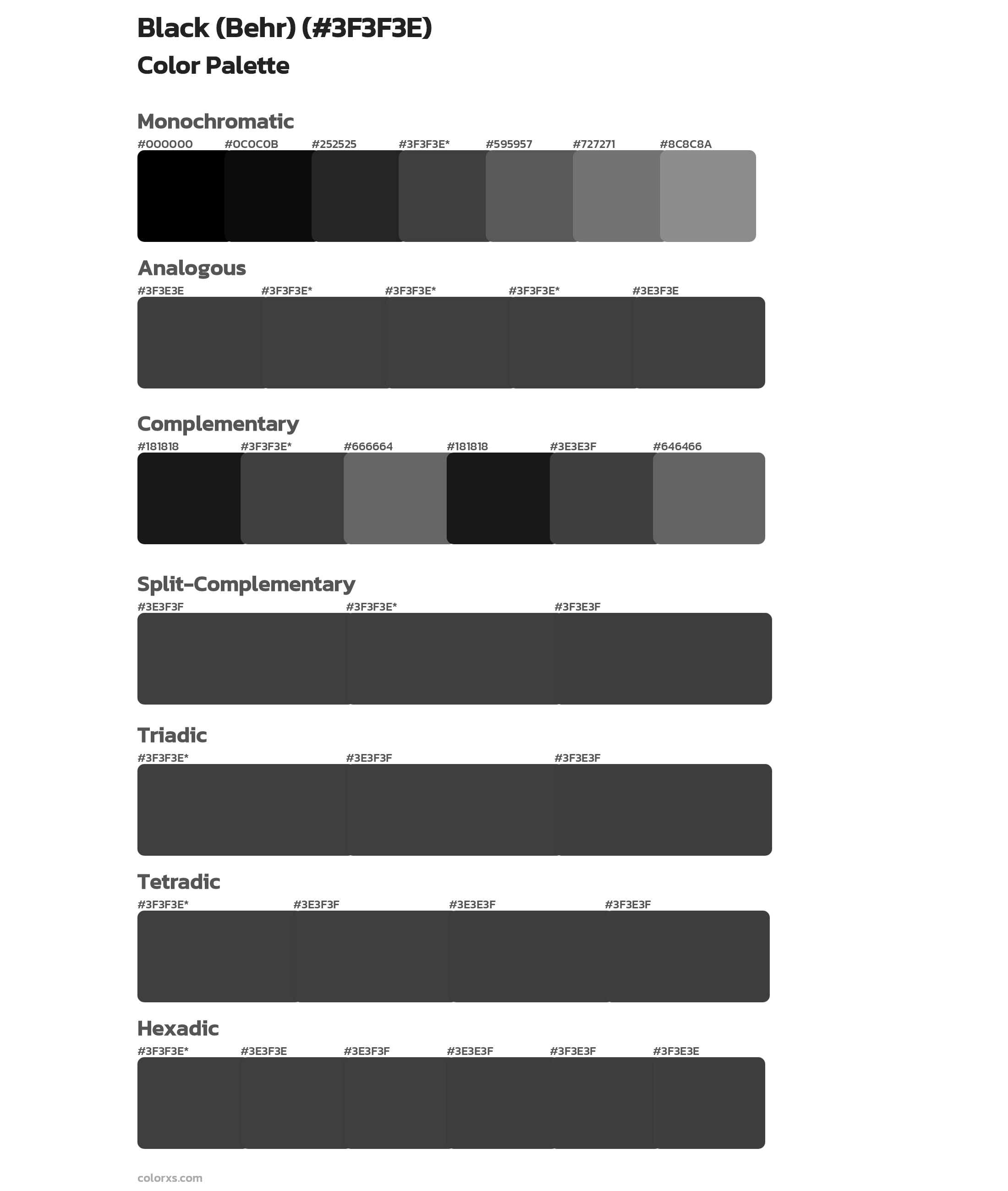 Black (Behr) Color Scheme Palettes