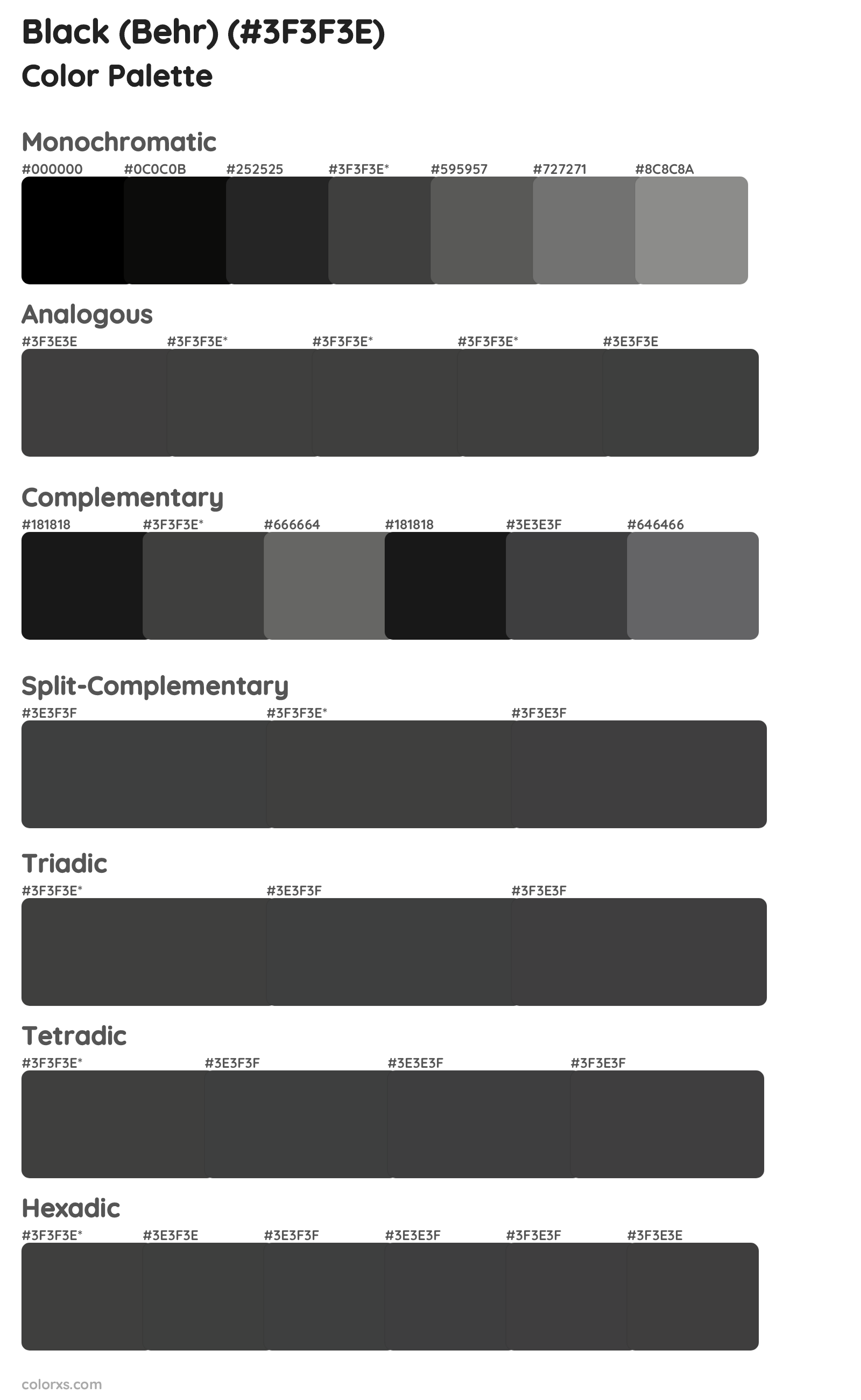 Black (Behr) Color Scheme Palettes