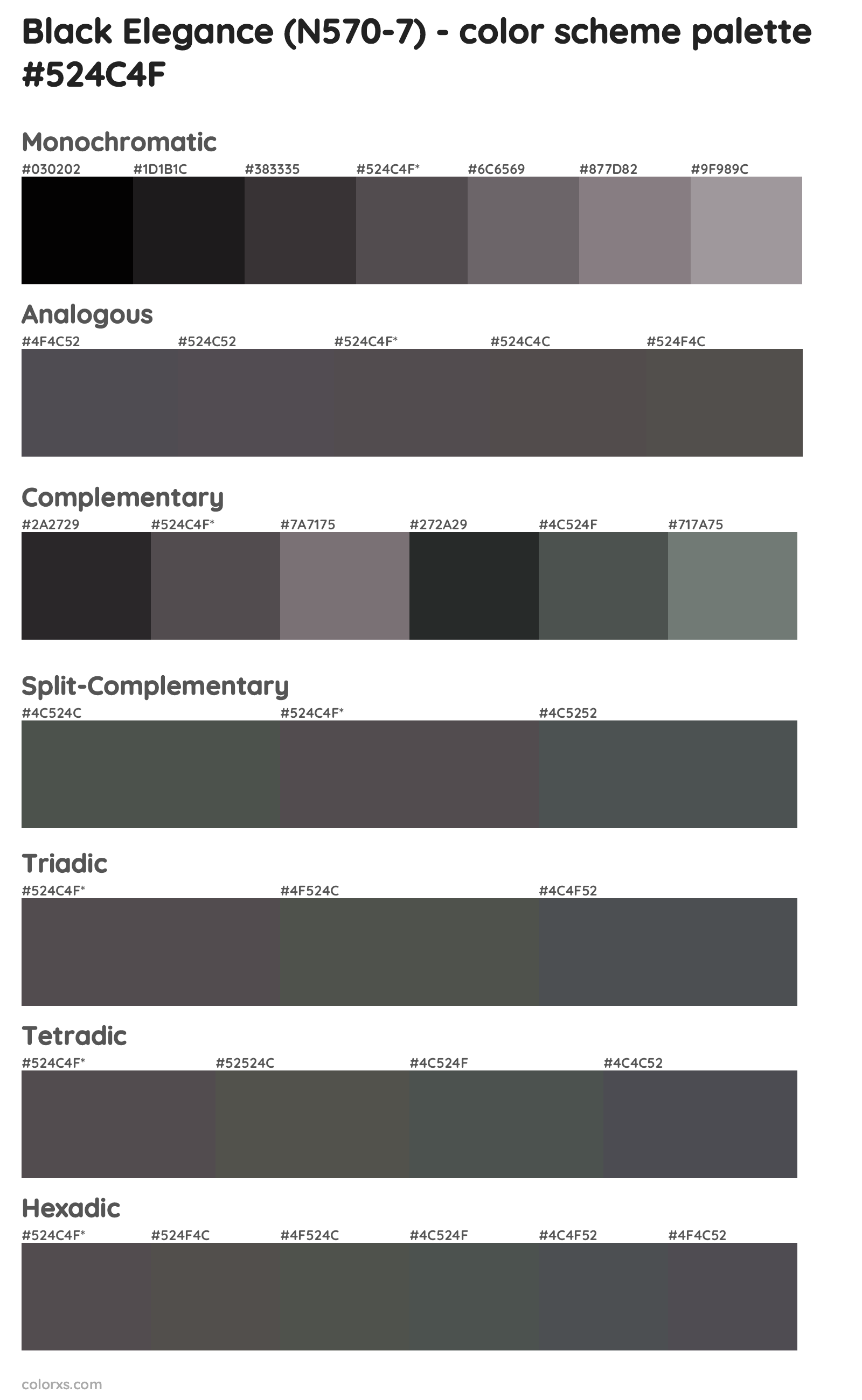 Black Elegance (N570-7) Color Scheme Palettes