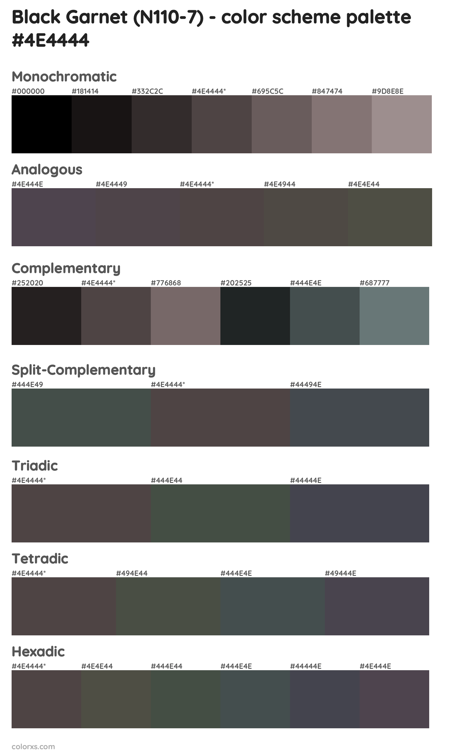 Black Garnet (N110-7) Color Scheme Palettes