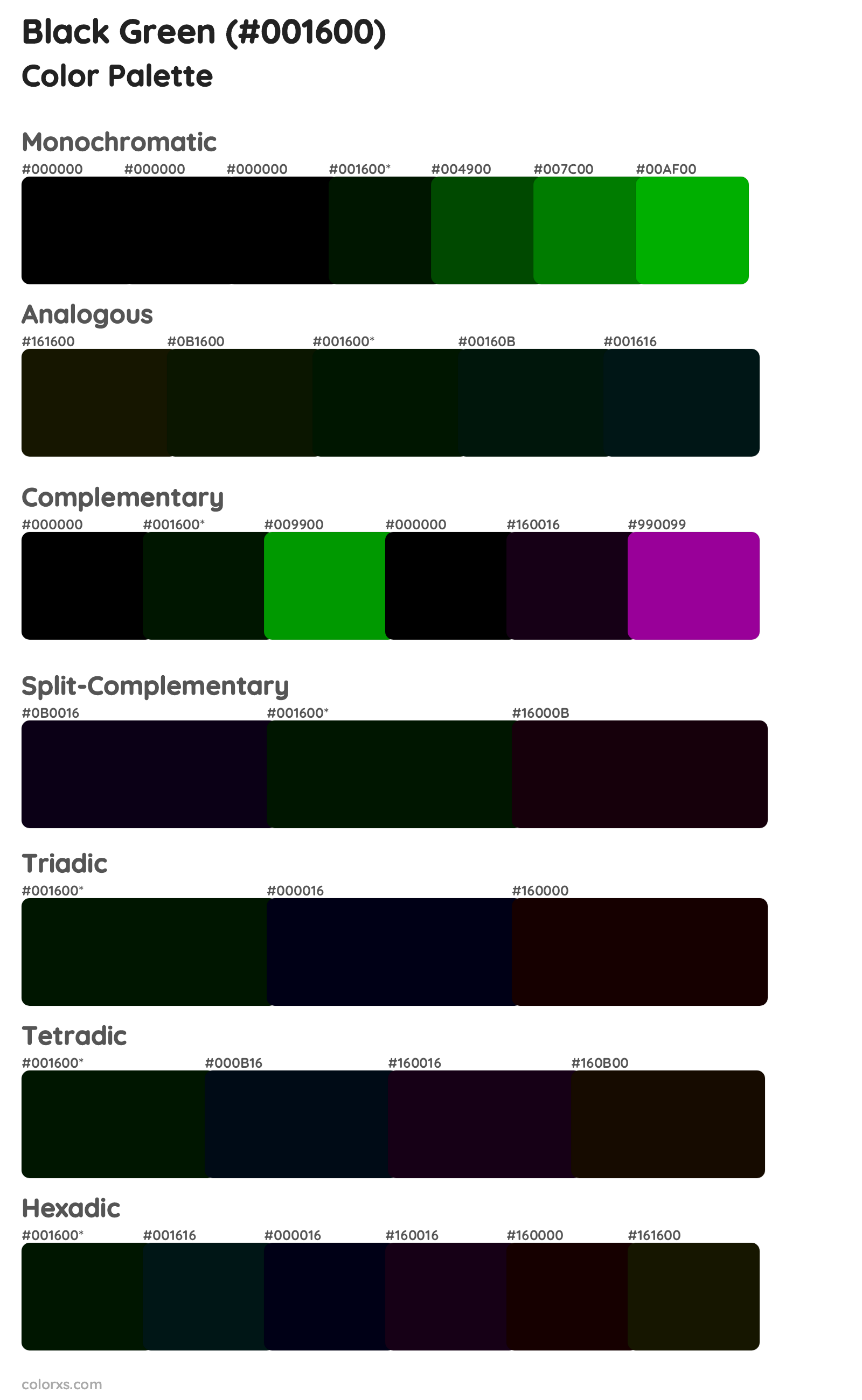 Black Green Color Scheme Palettes