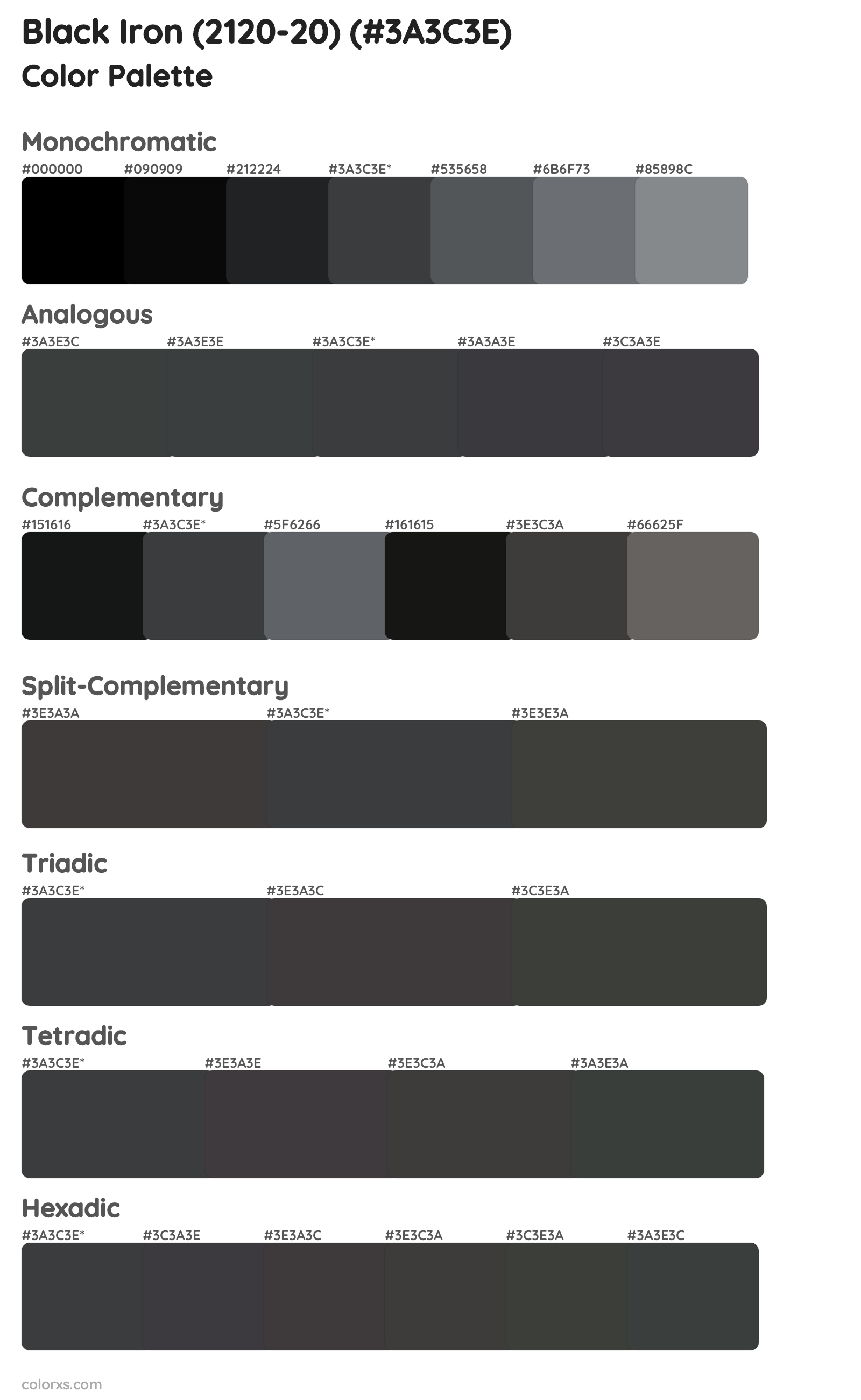 Black Iron (2120-20) Color Scheme Palettes