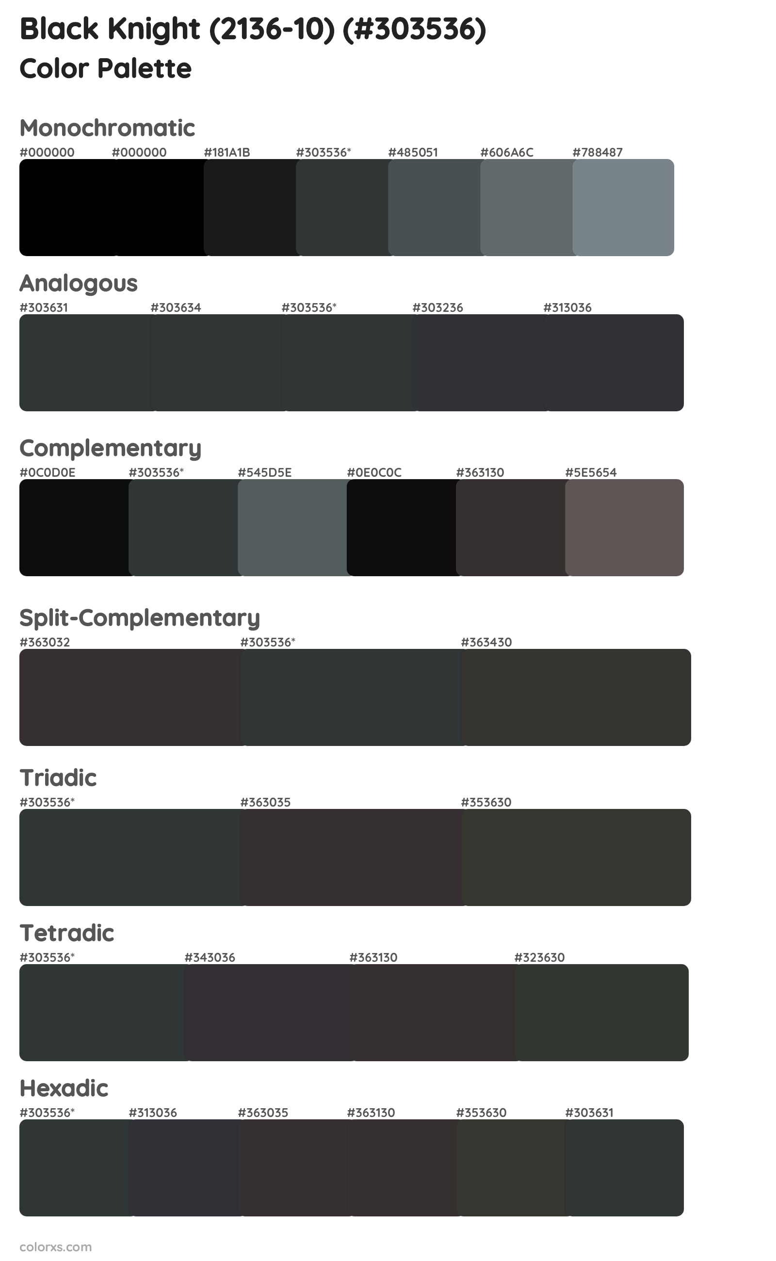 Black Knight (2136-10) Color Scheme Palettes