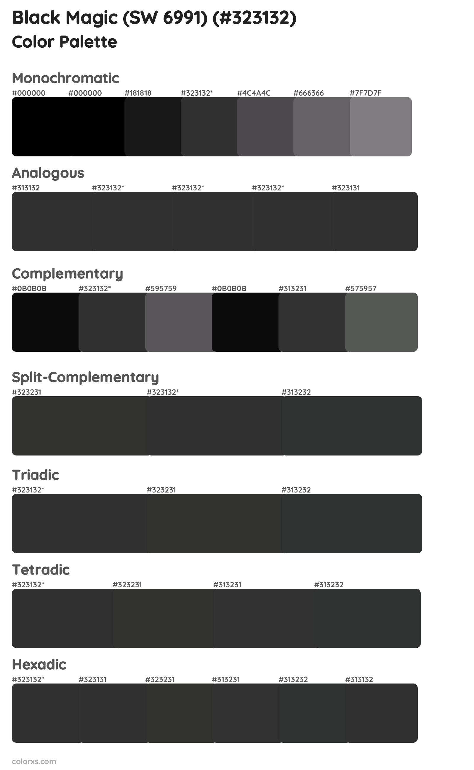 Black Magic (SW 6991) Color Scheme Palettes