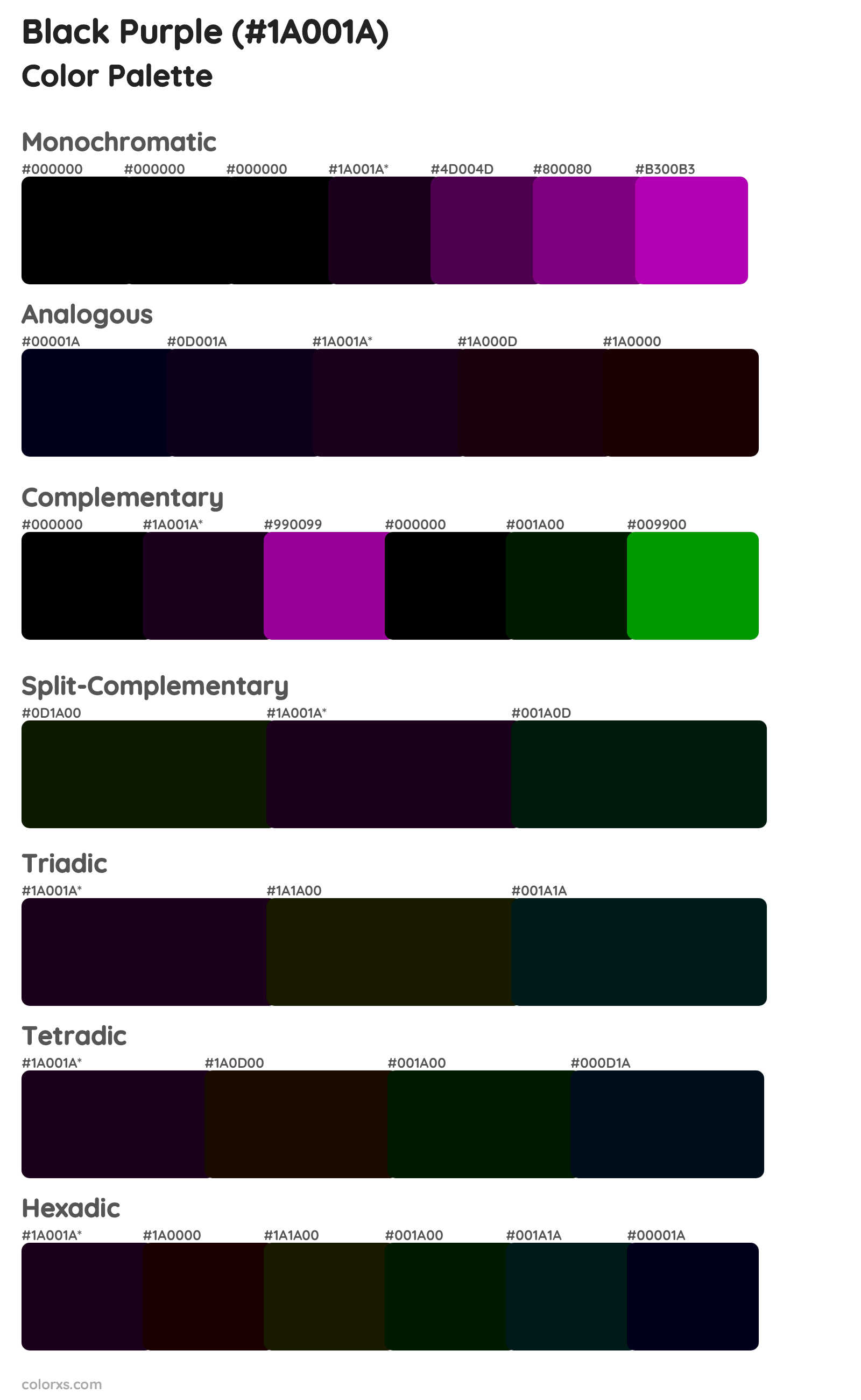 Black Purple Color Scheme Palettes