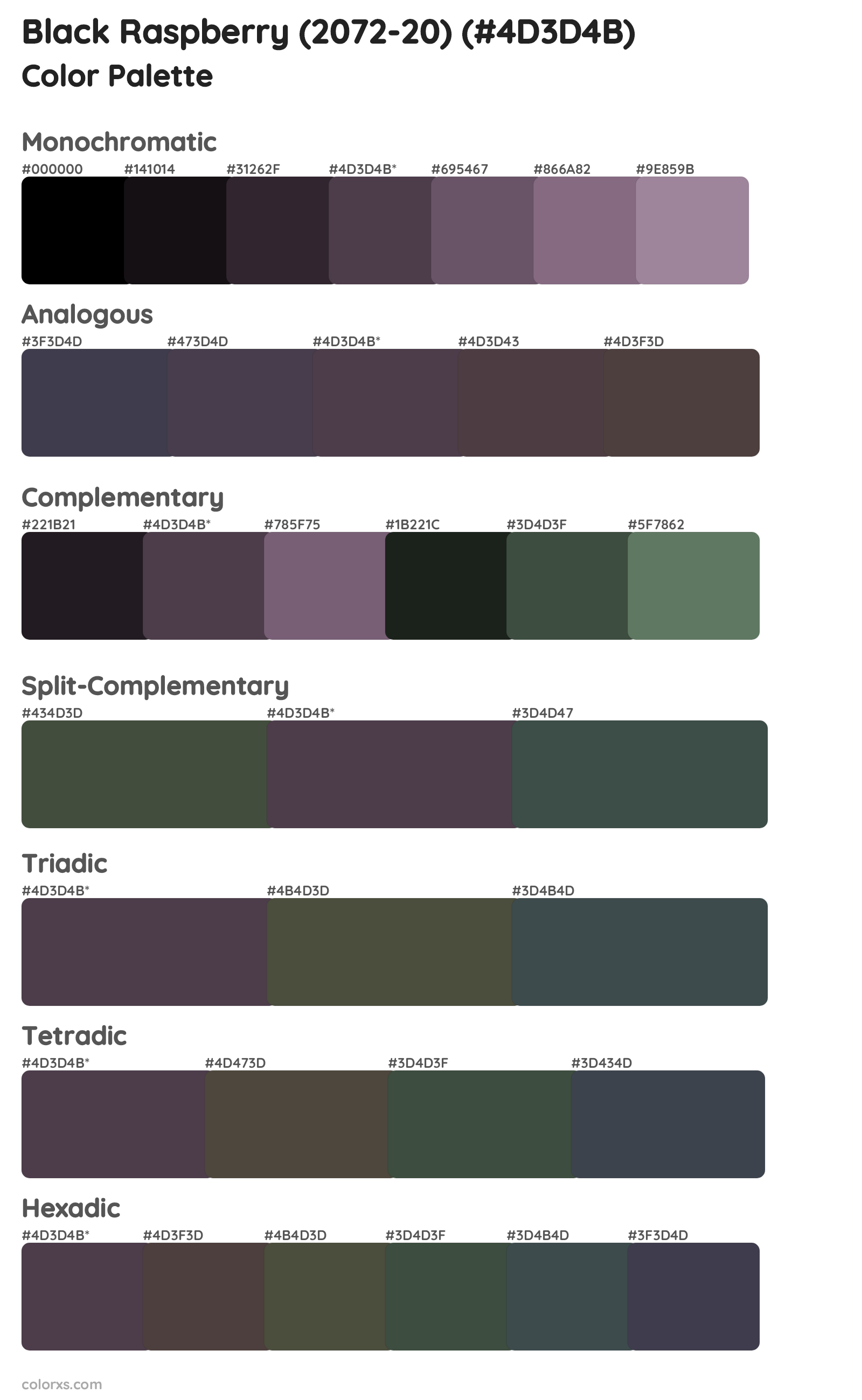 Black Raspberry (2072-20) Color Scheme Palettes