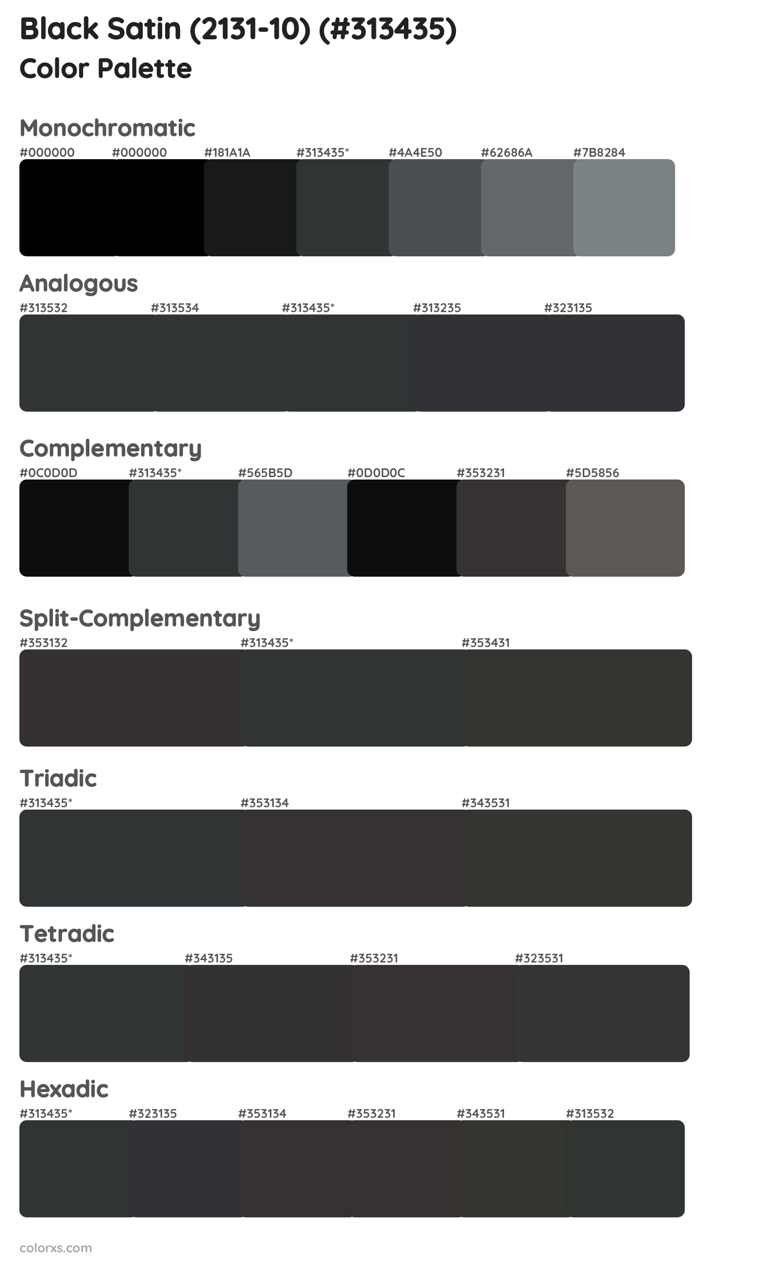 Black Satin (2131-10) Color Scheme Palettes