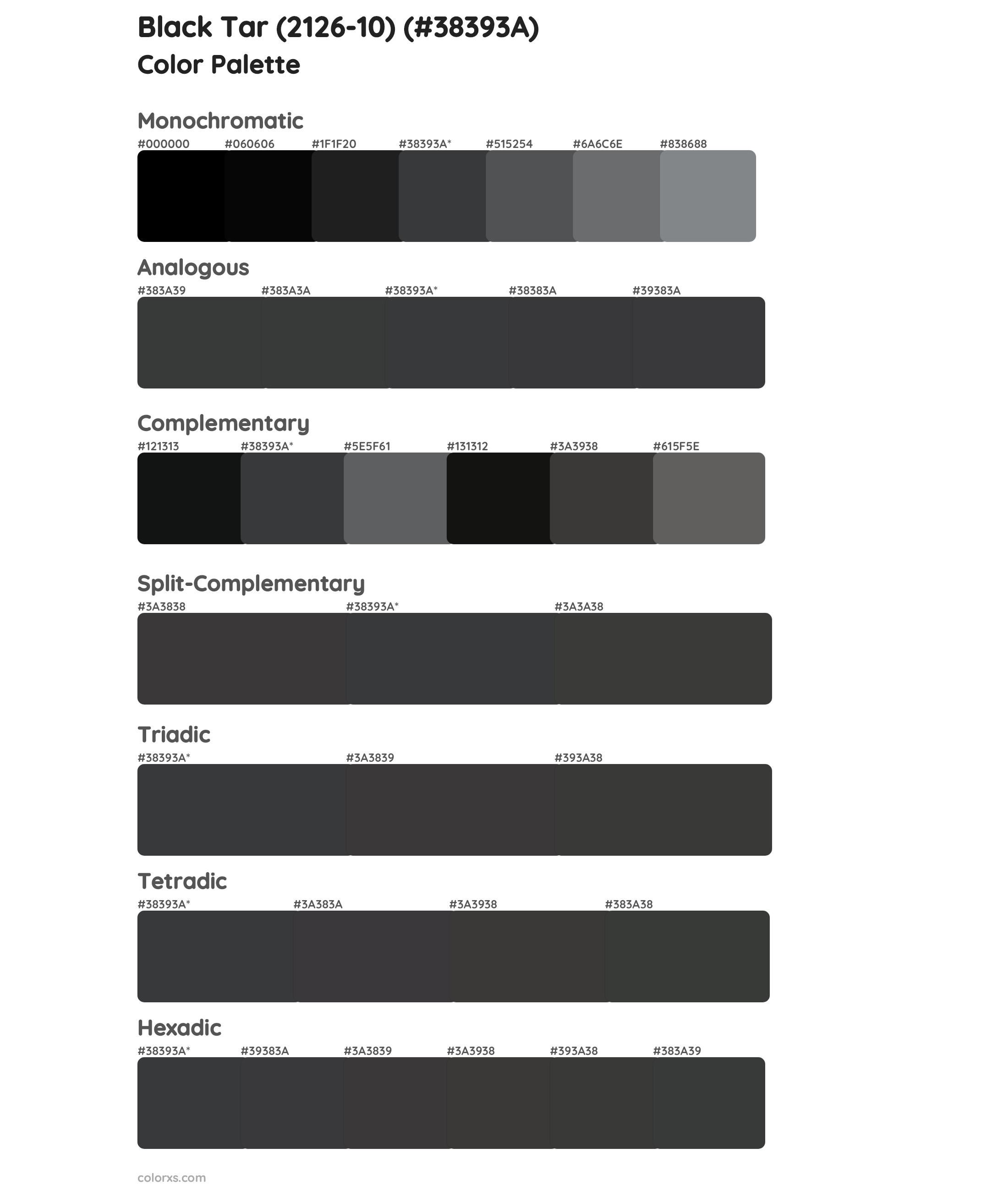 Black Tar (2126-10) Color Scheme Palettes