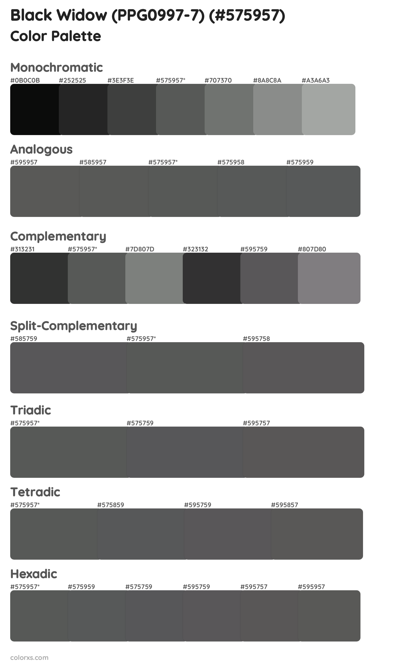 Black Widow (PPG0997-7) Color Scheme Palettes
