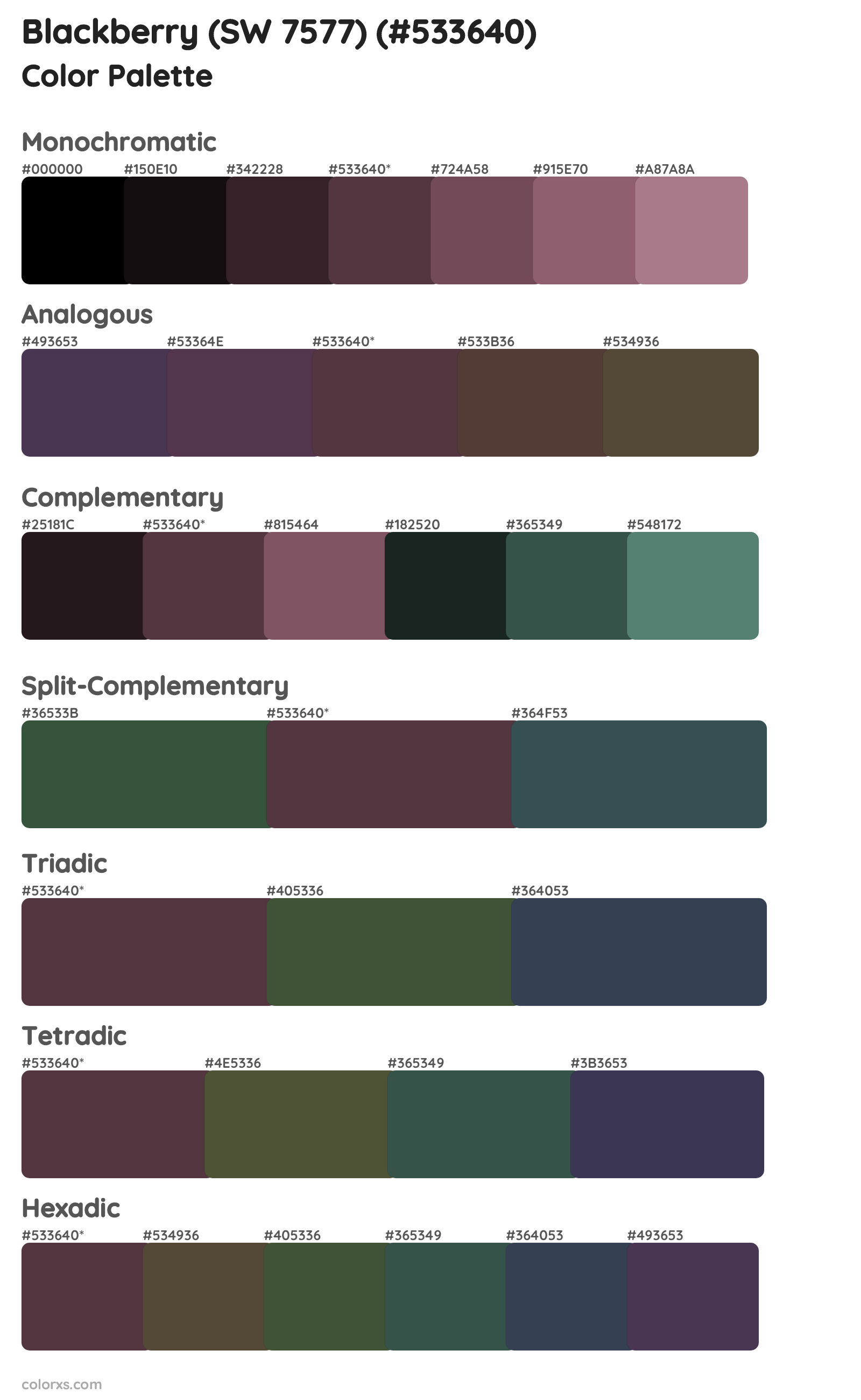 Blackberry (SW 7577) Color Scheme Palettes