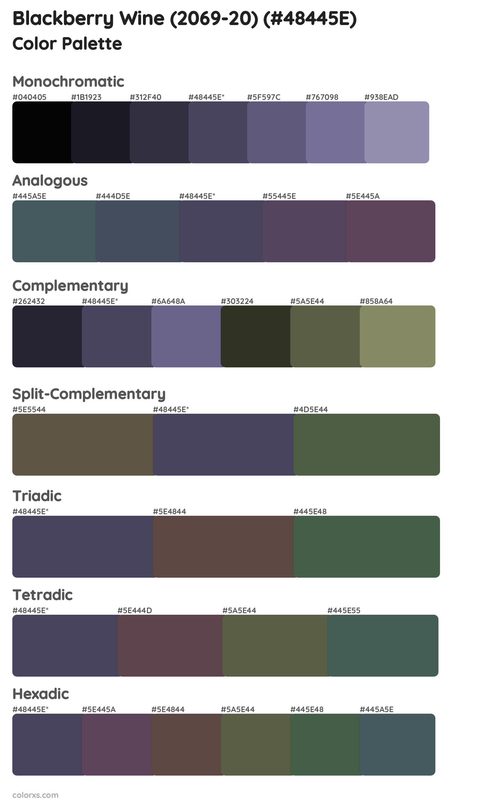 Blackberry Wine (2069-20) Color Scheme Palettes