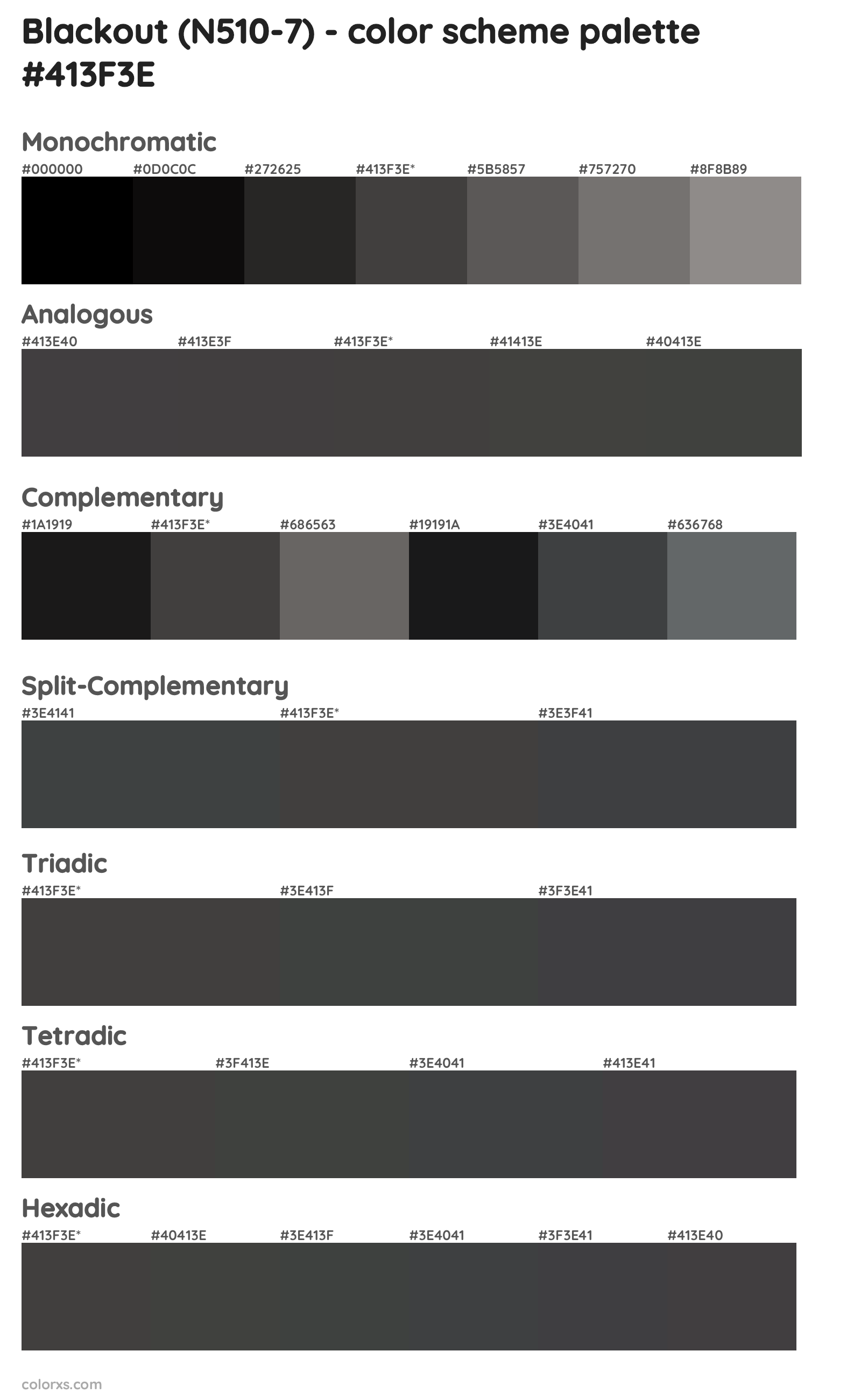 Blackout (N510-7) Color Scheme Palettes