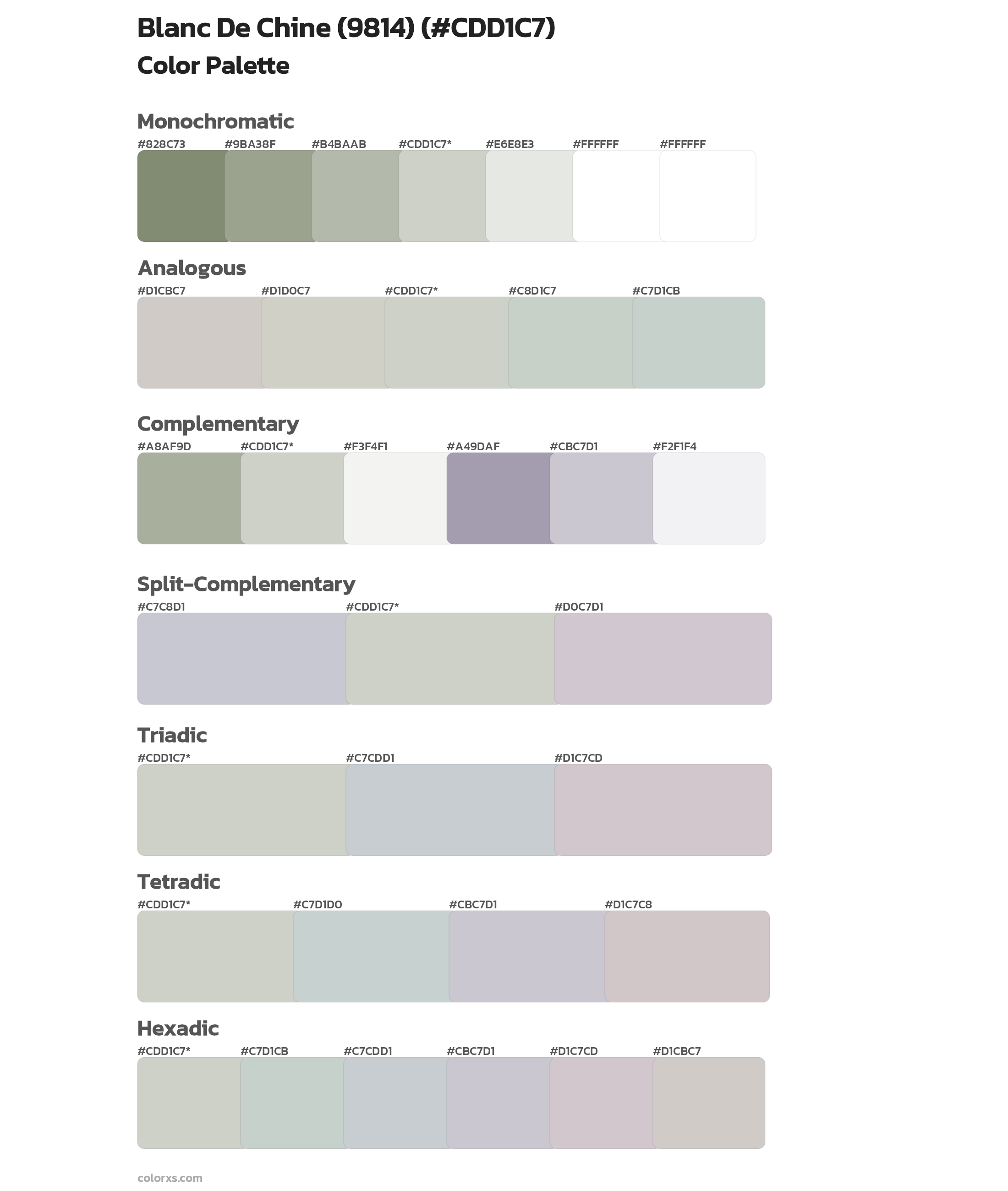 Blanc De Chine (9814) Color Scheme Palettes