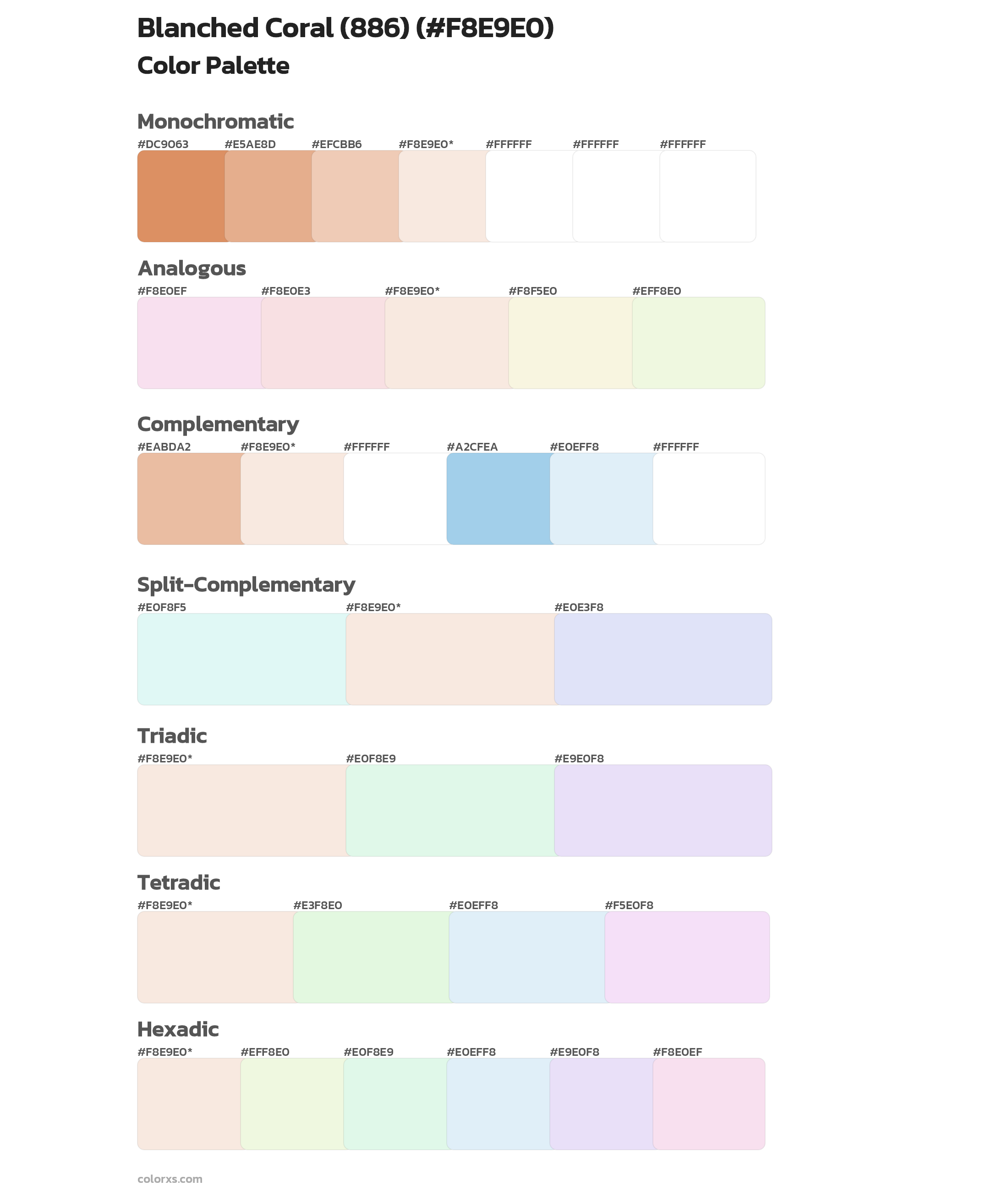 Blanched Coral (886) Color Scheme Palettes