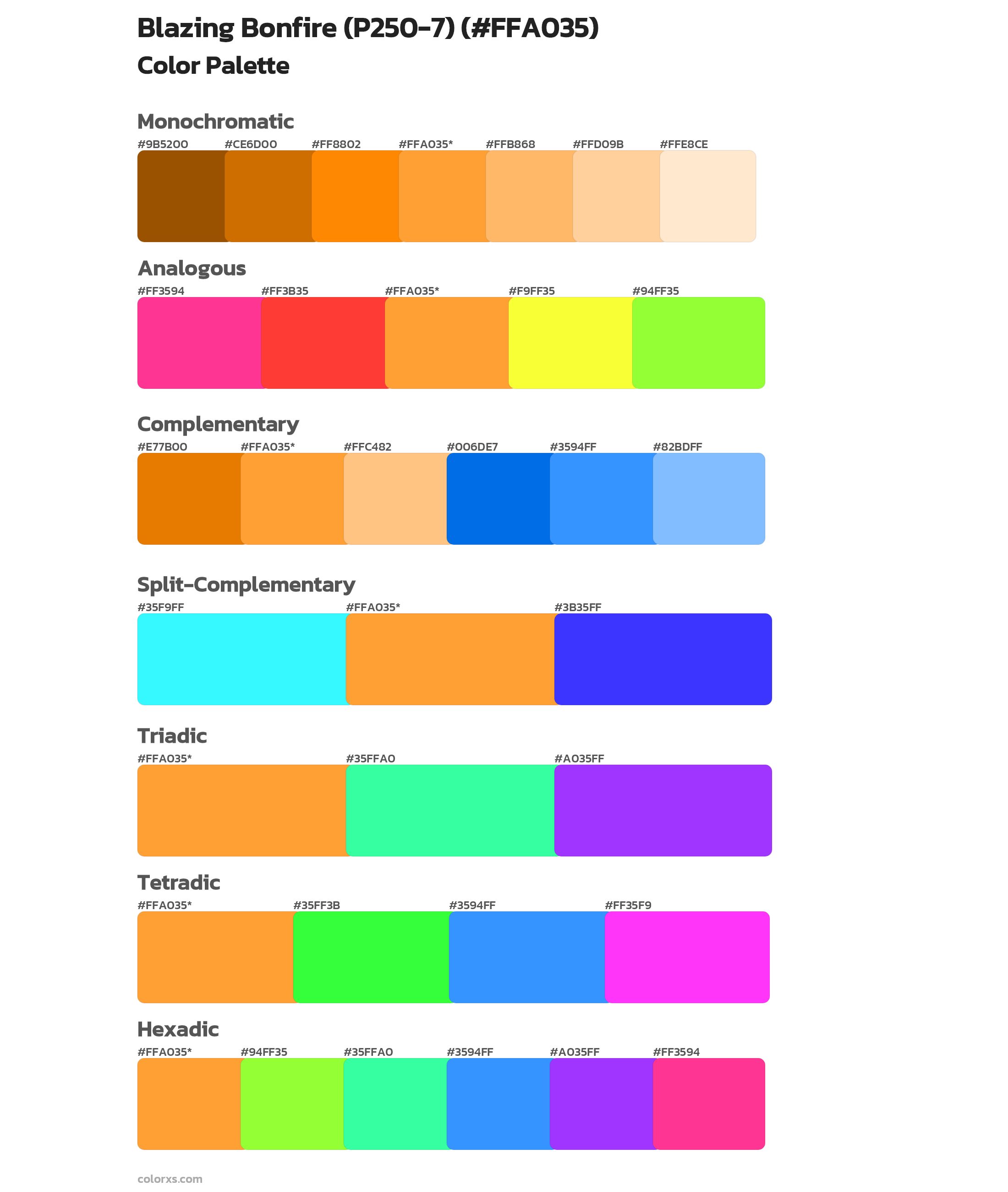 Blazing Bonfire (P250-7) Color Scheme Palettes