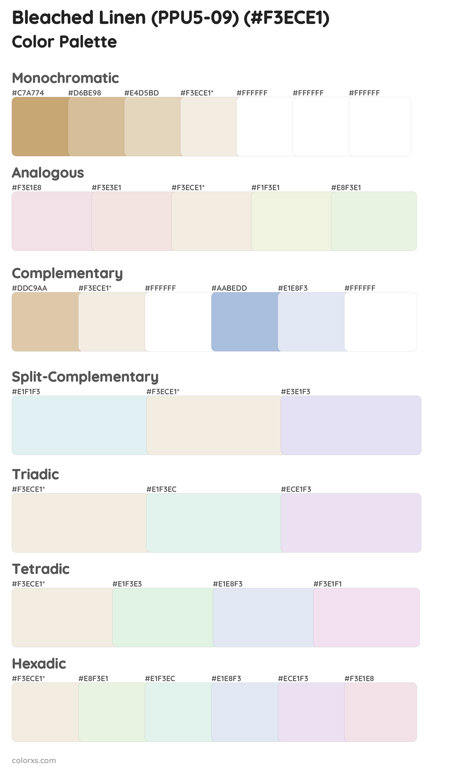 Bleached Linen (PPU5-09) Color Scheme Palettes