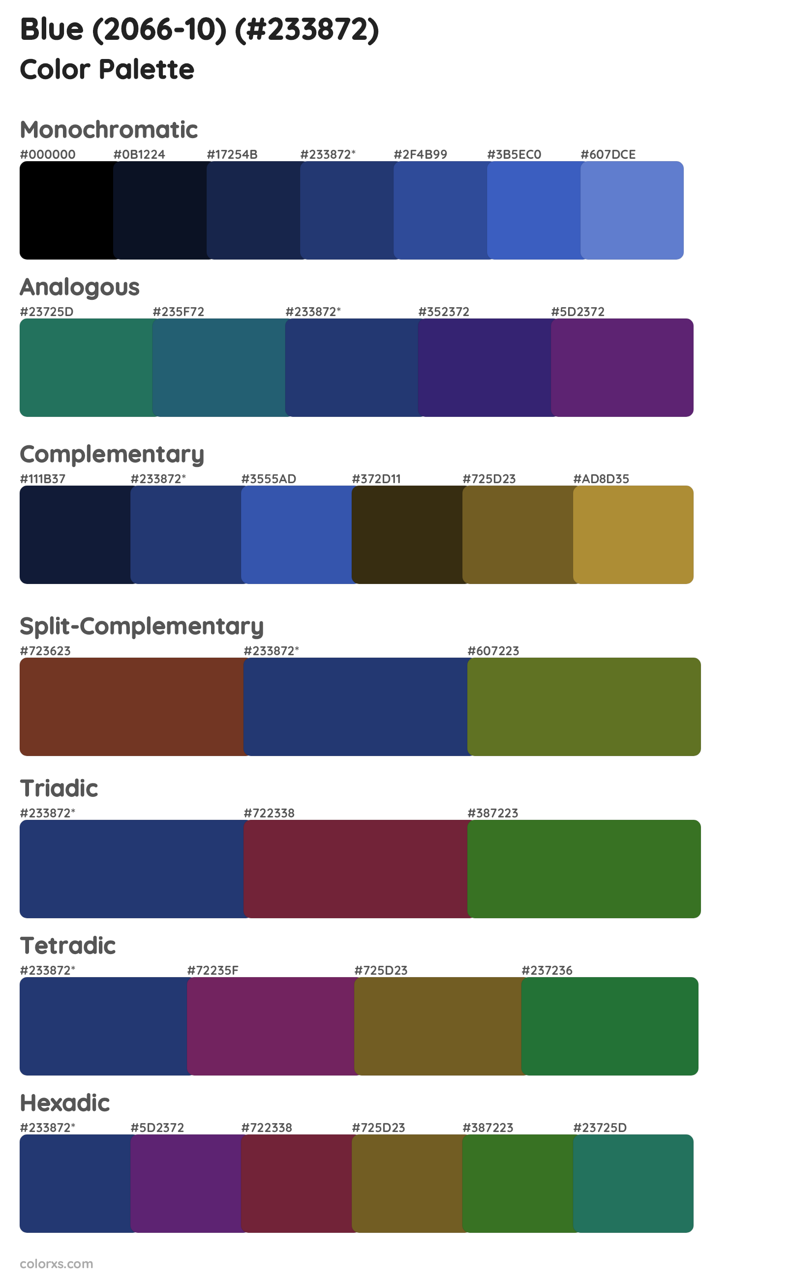 Blue (2066-10) Color Scheme Palettes