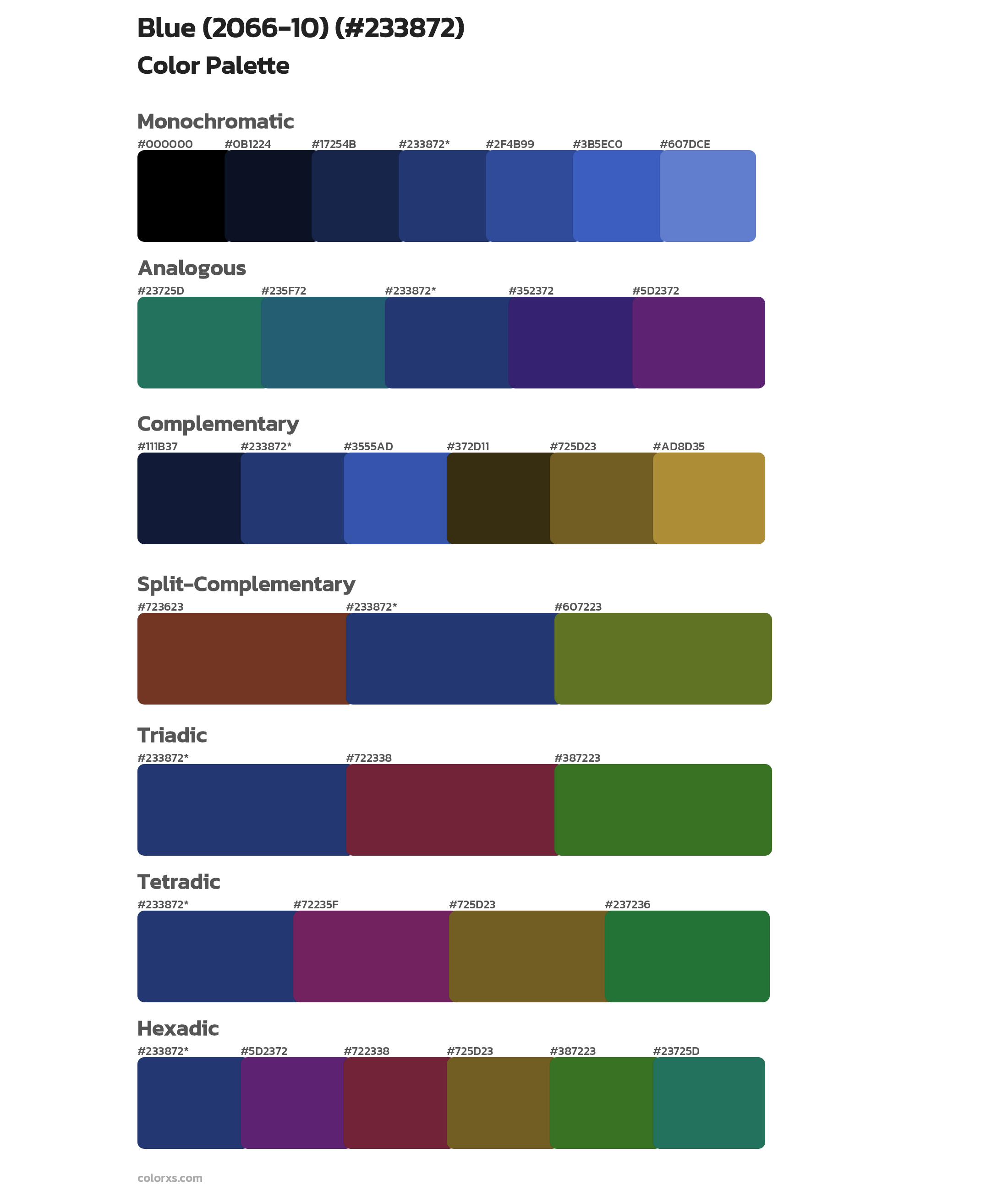 Blue (2066-10) Color Scheme Palettes