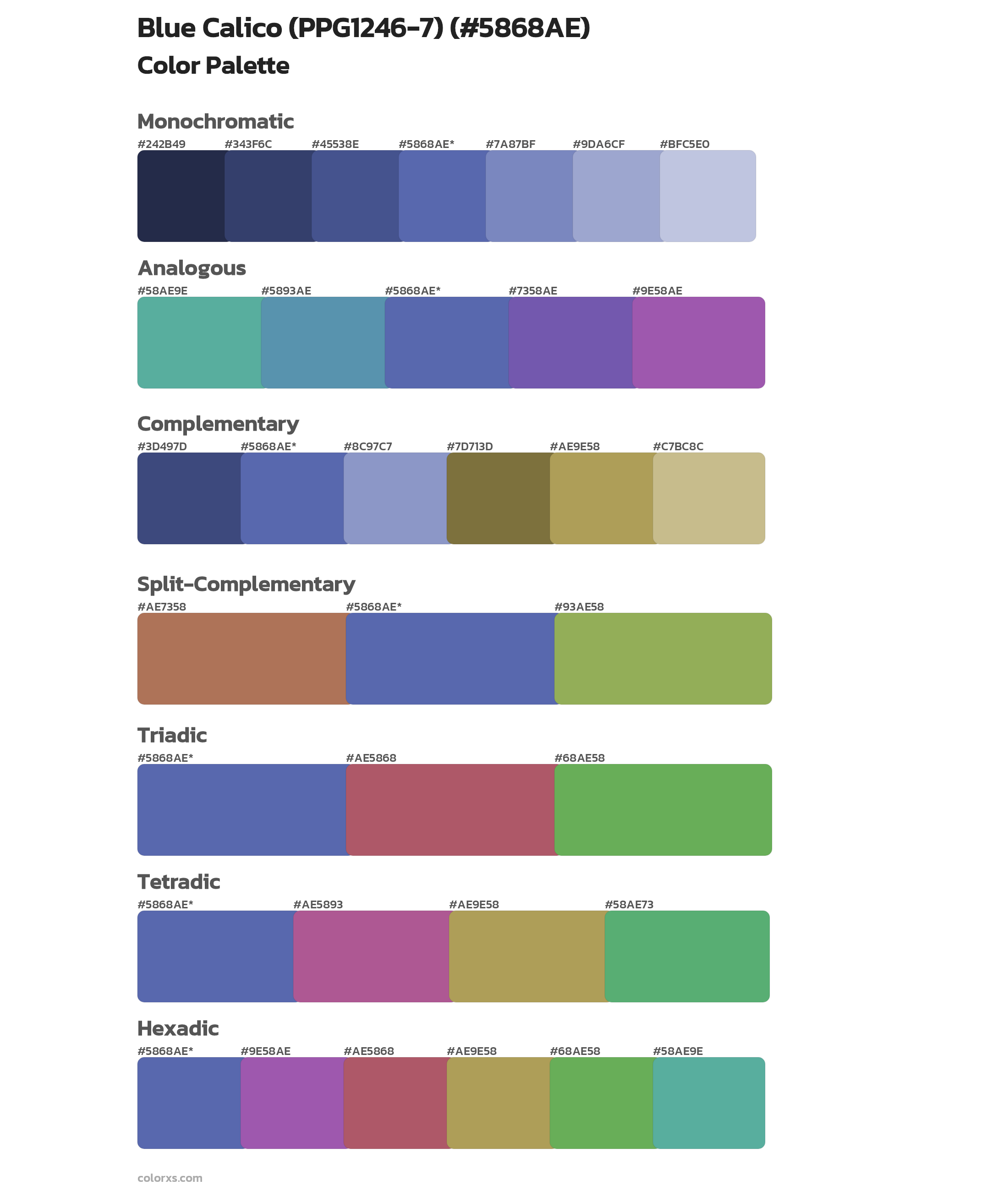 Blue Calico (PPG1246-7) Color Scheme Palettes