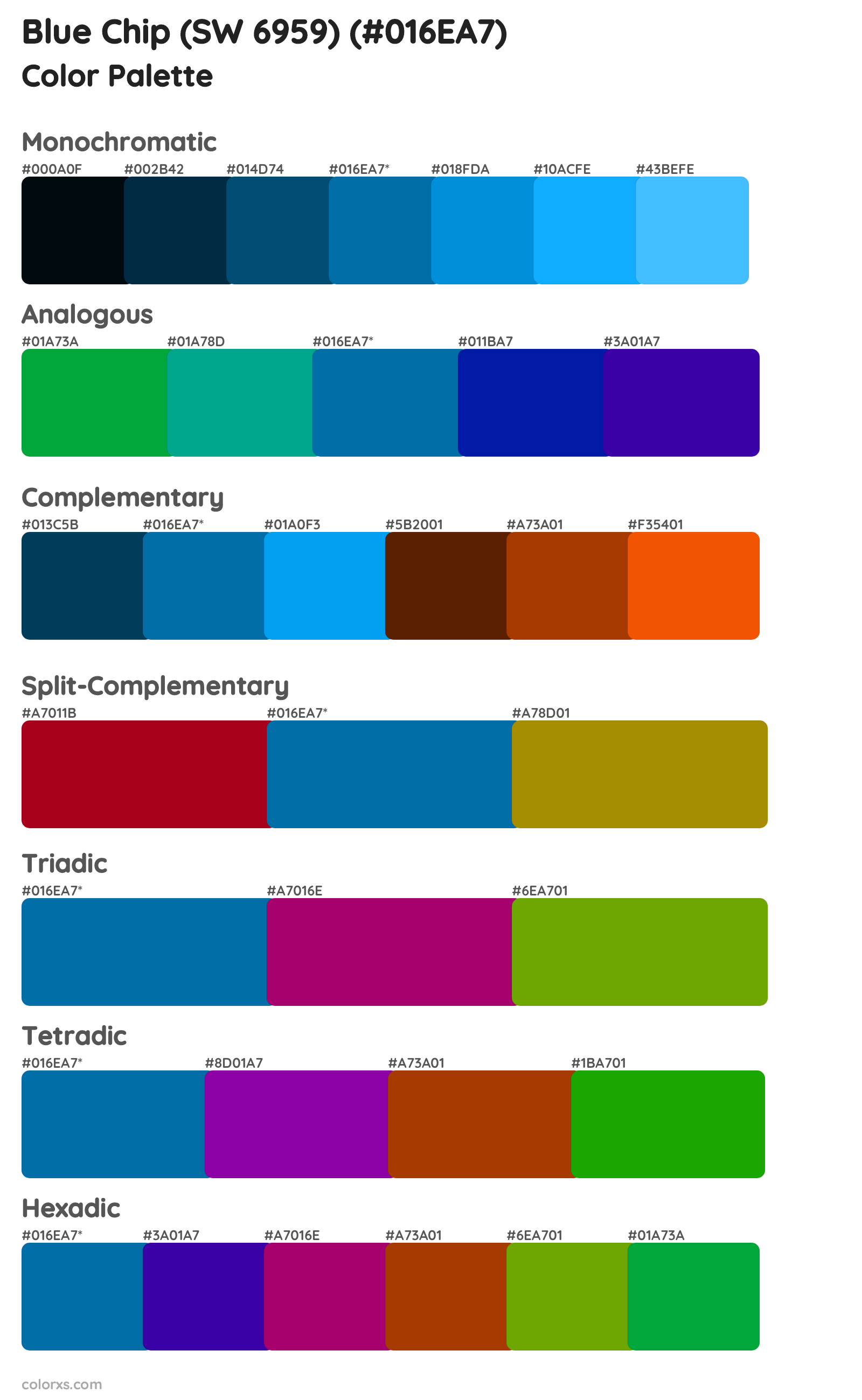Blue Chip (SW 6959) Color Scheme Palettes