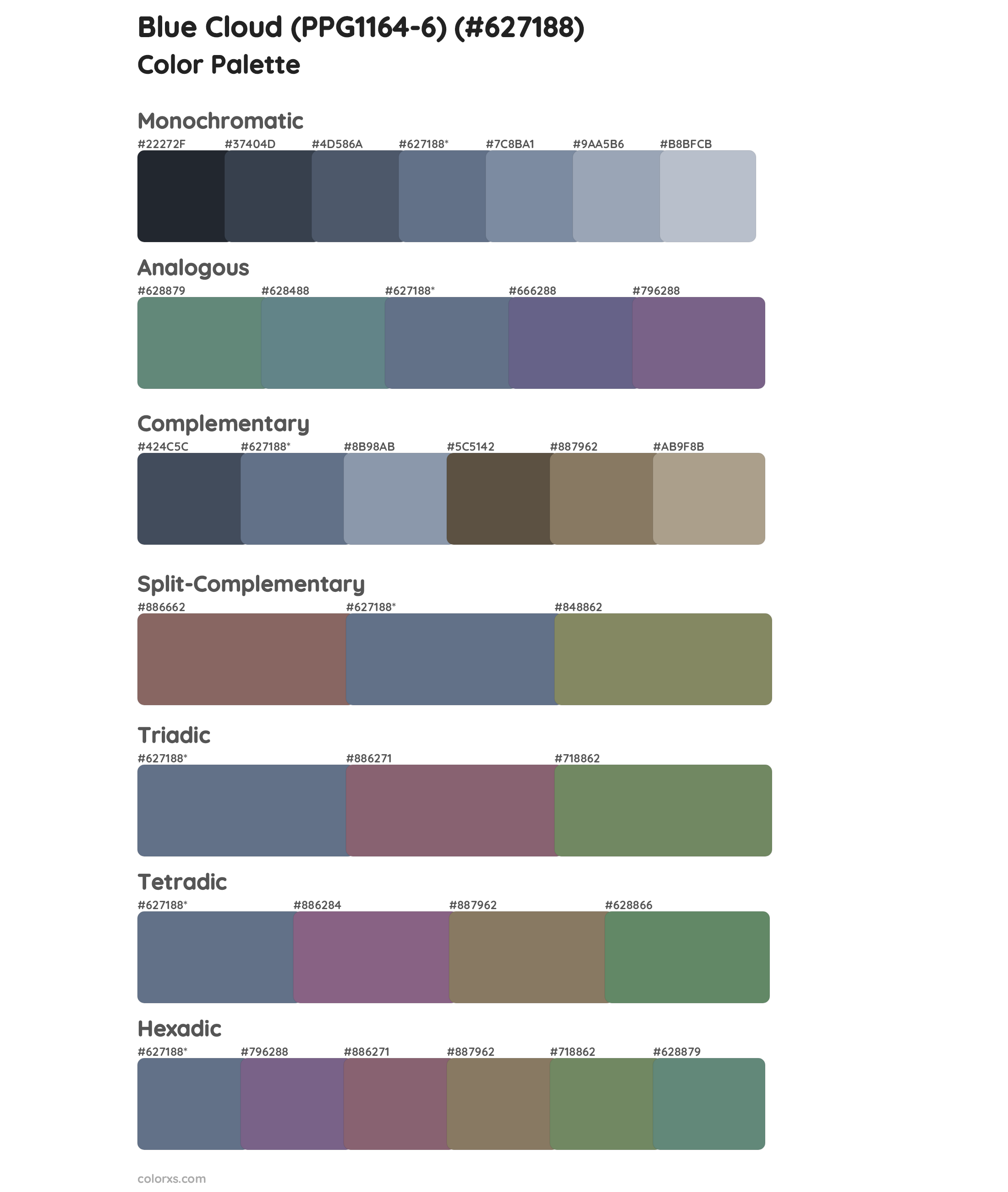 Blue Cloud (PPG1164-6) Color Scheme Palettes