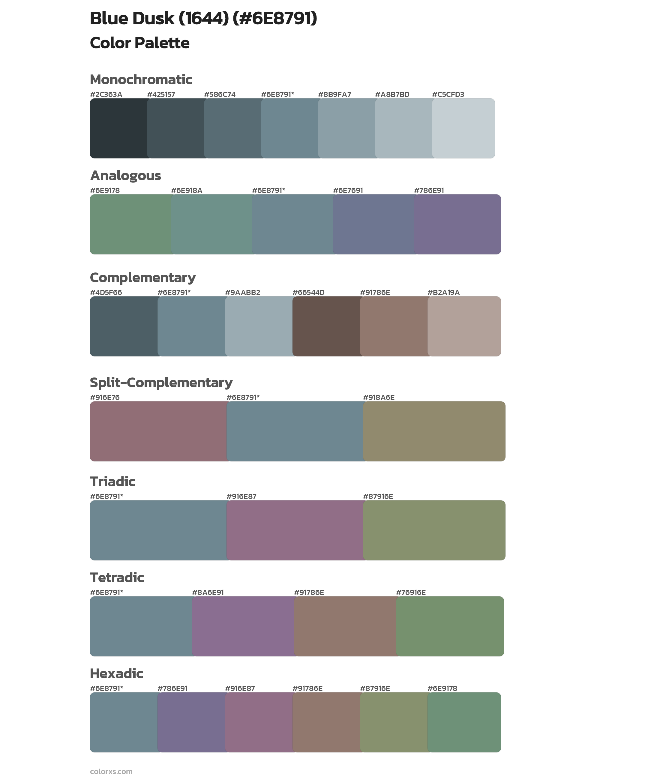 Blue Dusk (1644) Color Scheme Palettes