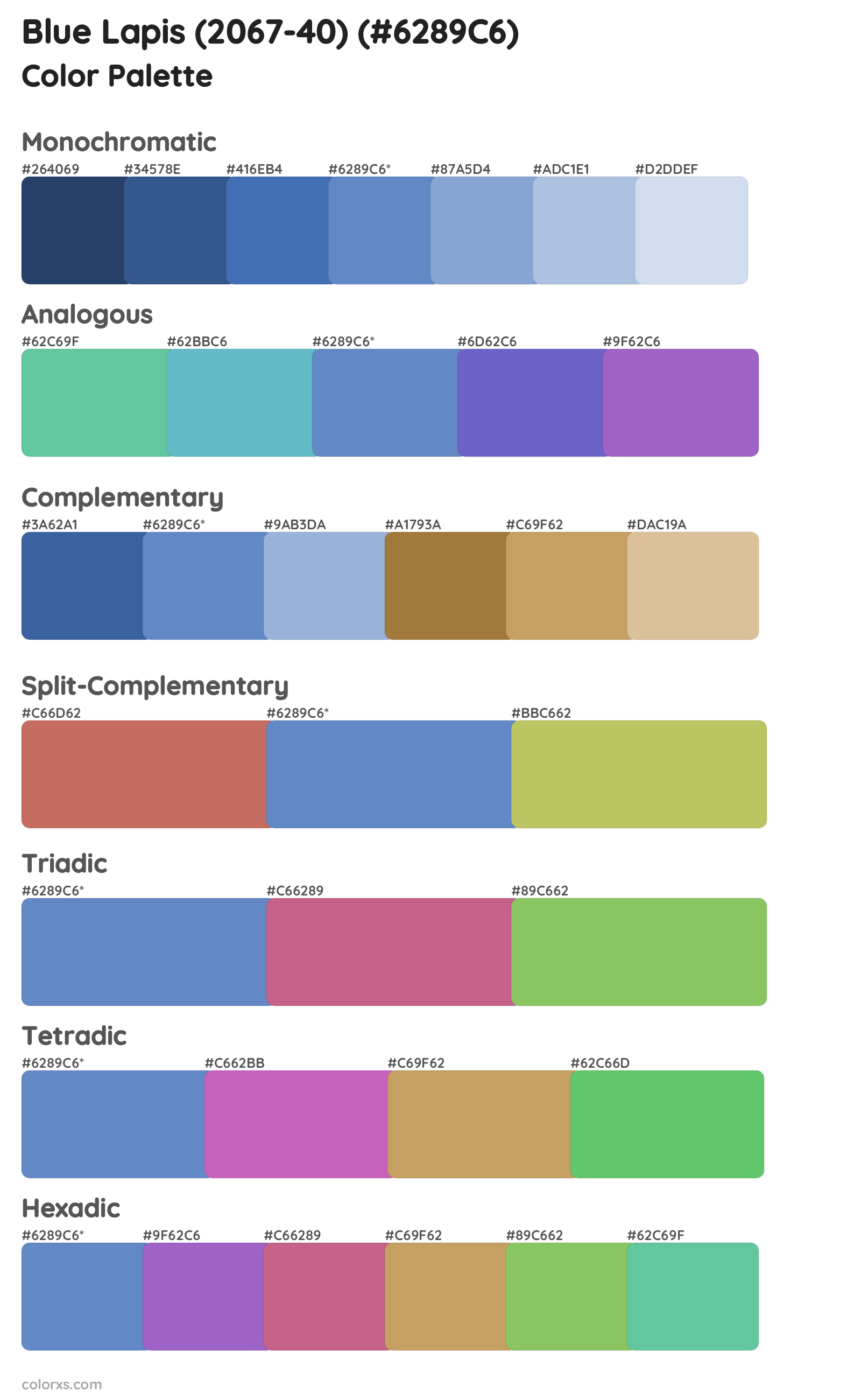 Blue Lapis (2067-40) Color Scheme Palettes