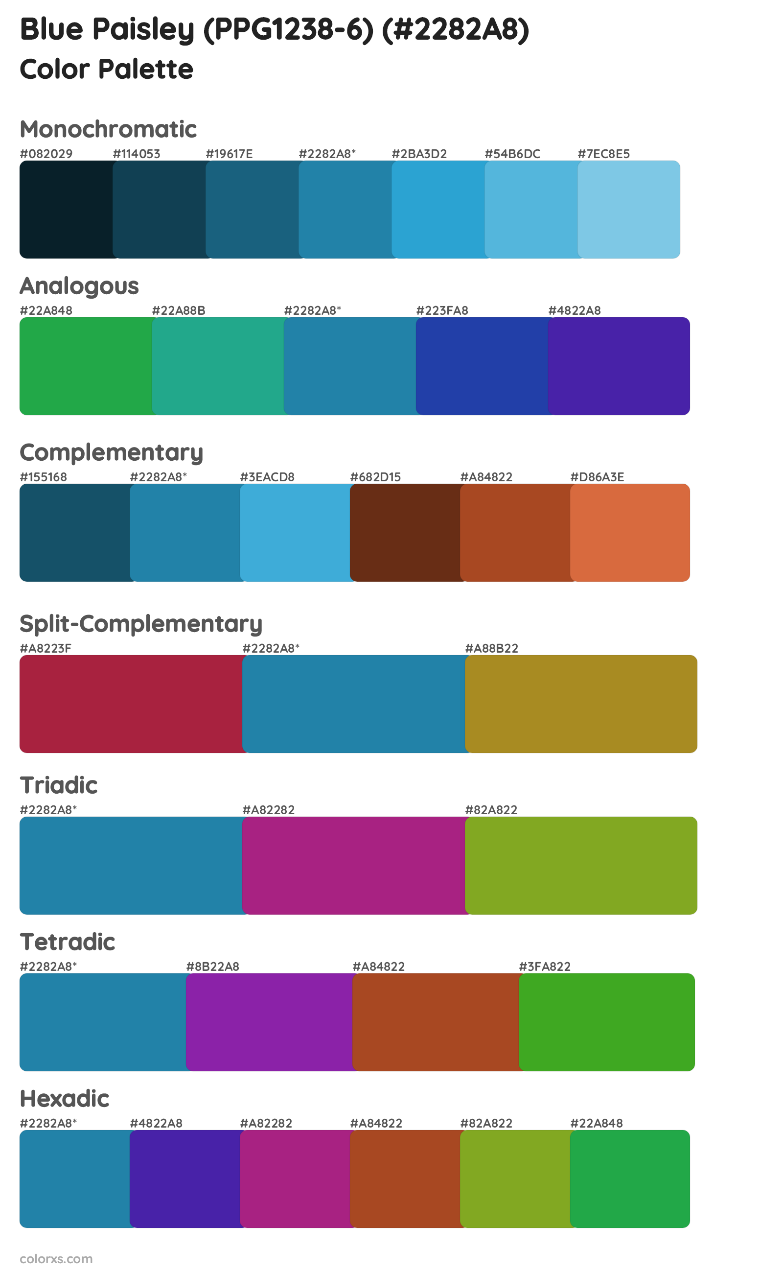 Blue Paisley (PPG1238-6) Color Scheme Palettes