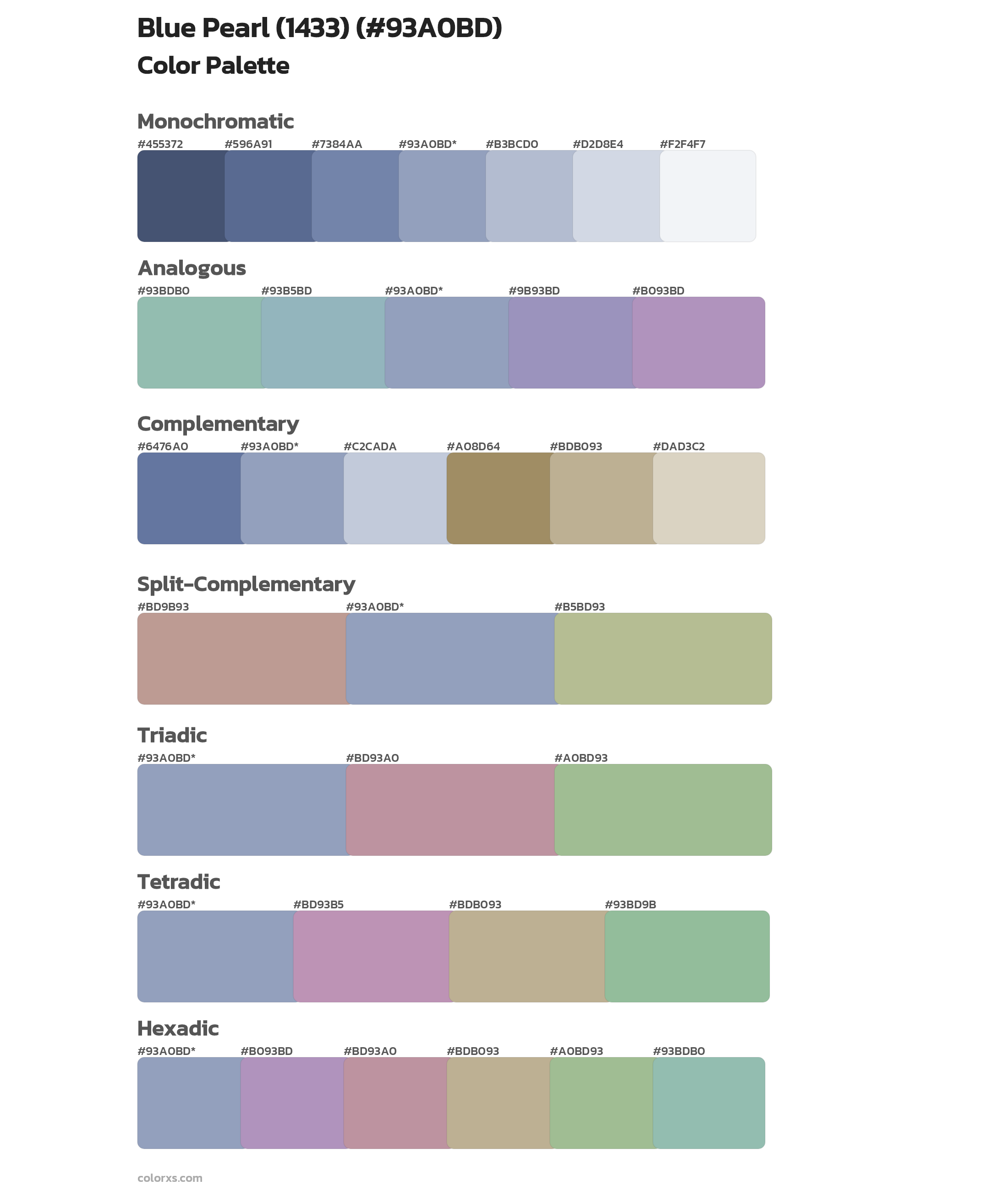Blue Pearl (1433) Color Scheme Palettes
