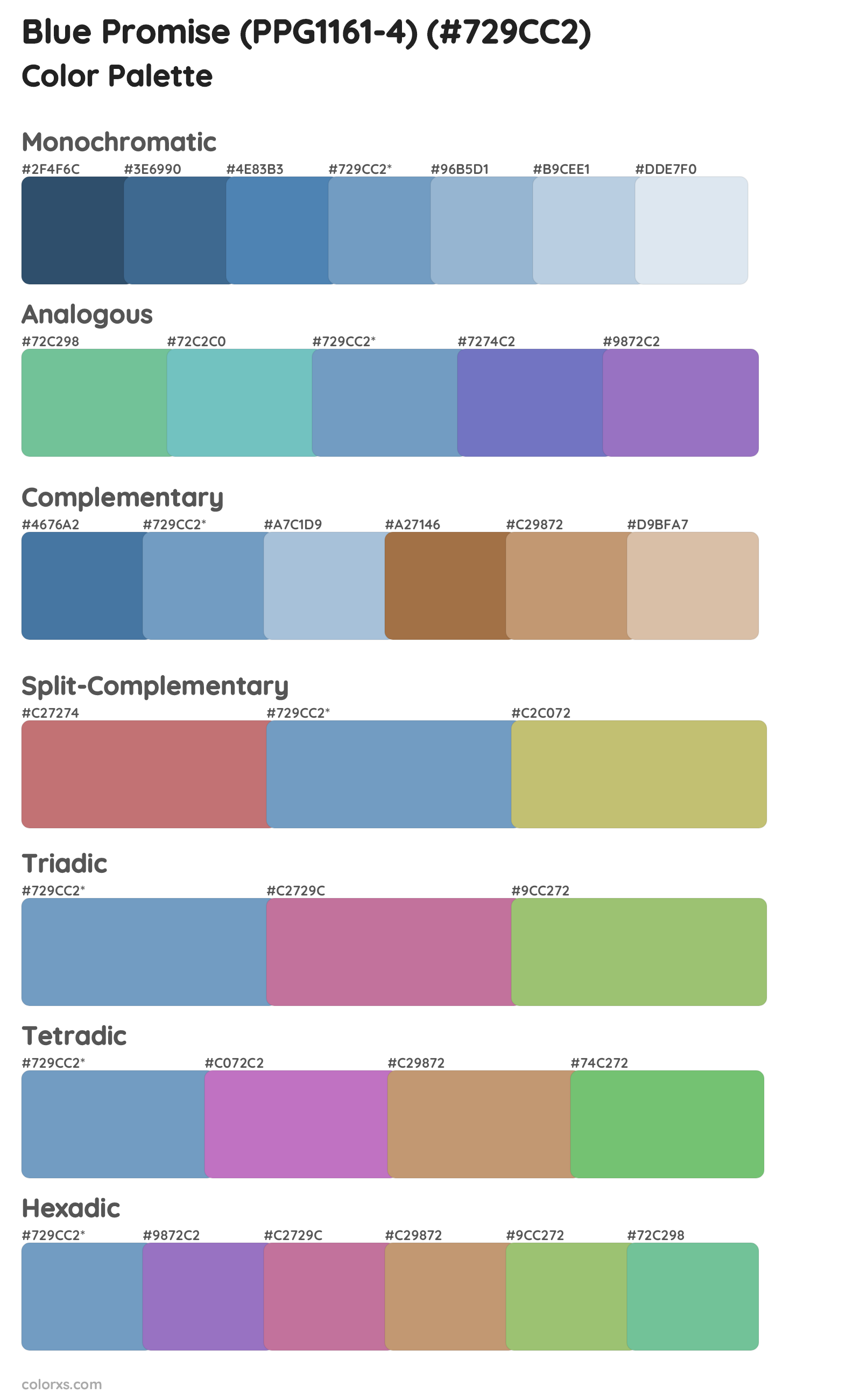 Blue Promise (PPG1161-4) Color Scheme Palettes