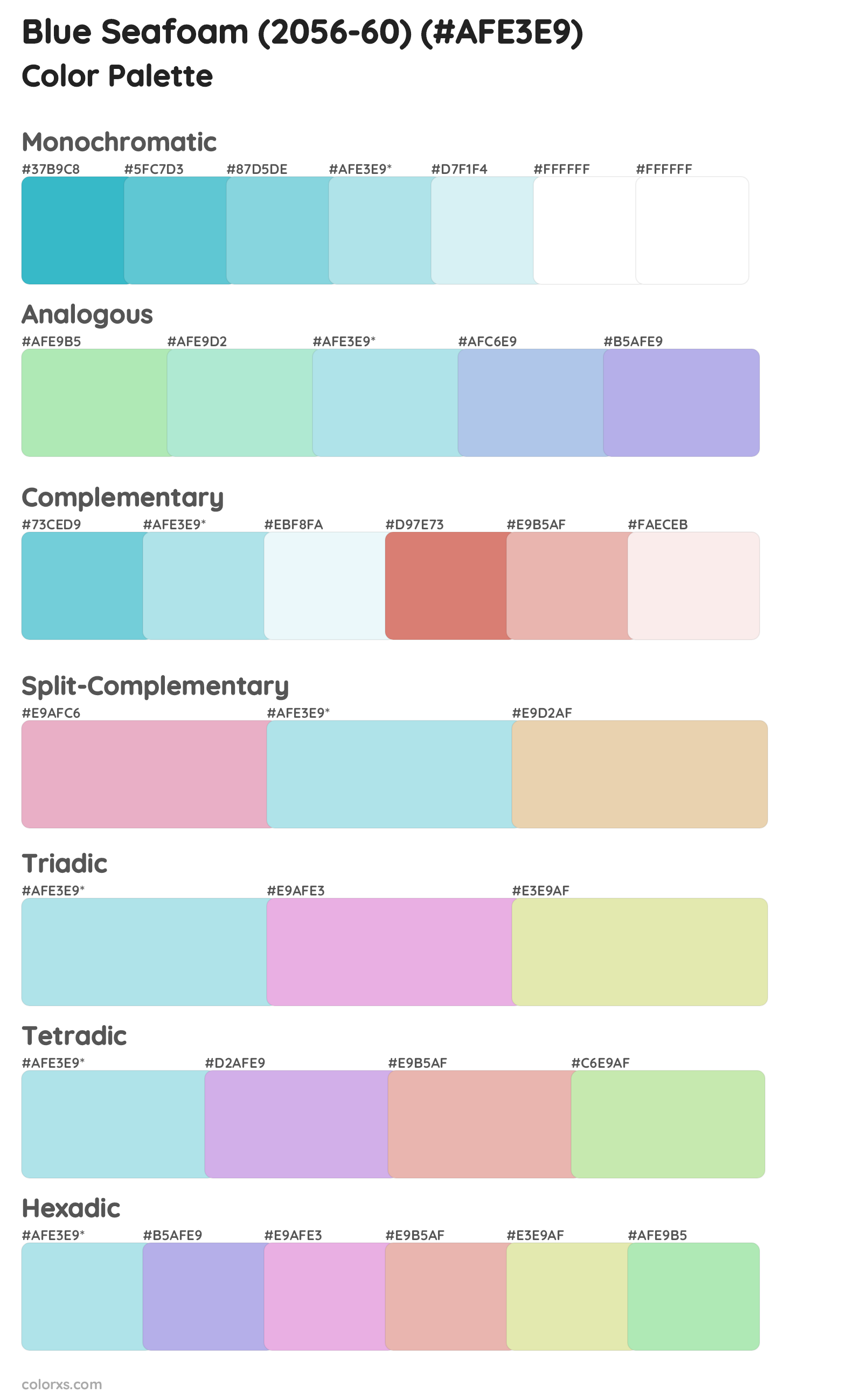 Blue Seafoam (2056-60) Color Scheme Palettes