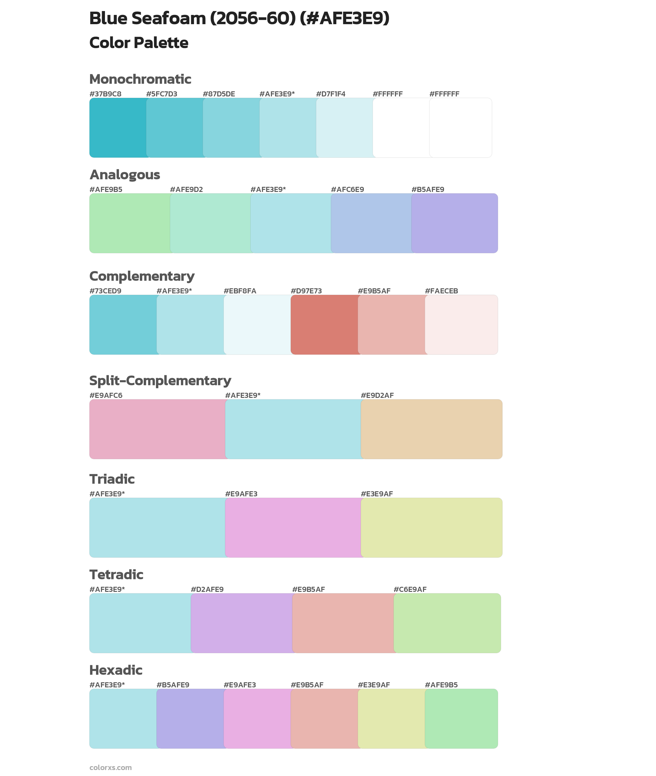 Blue Seafoam (2056-60) Color Scheme Palettes