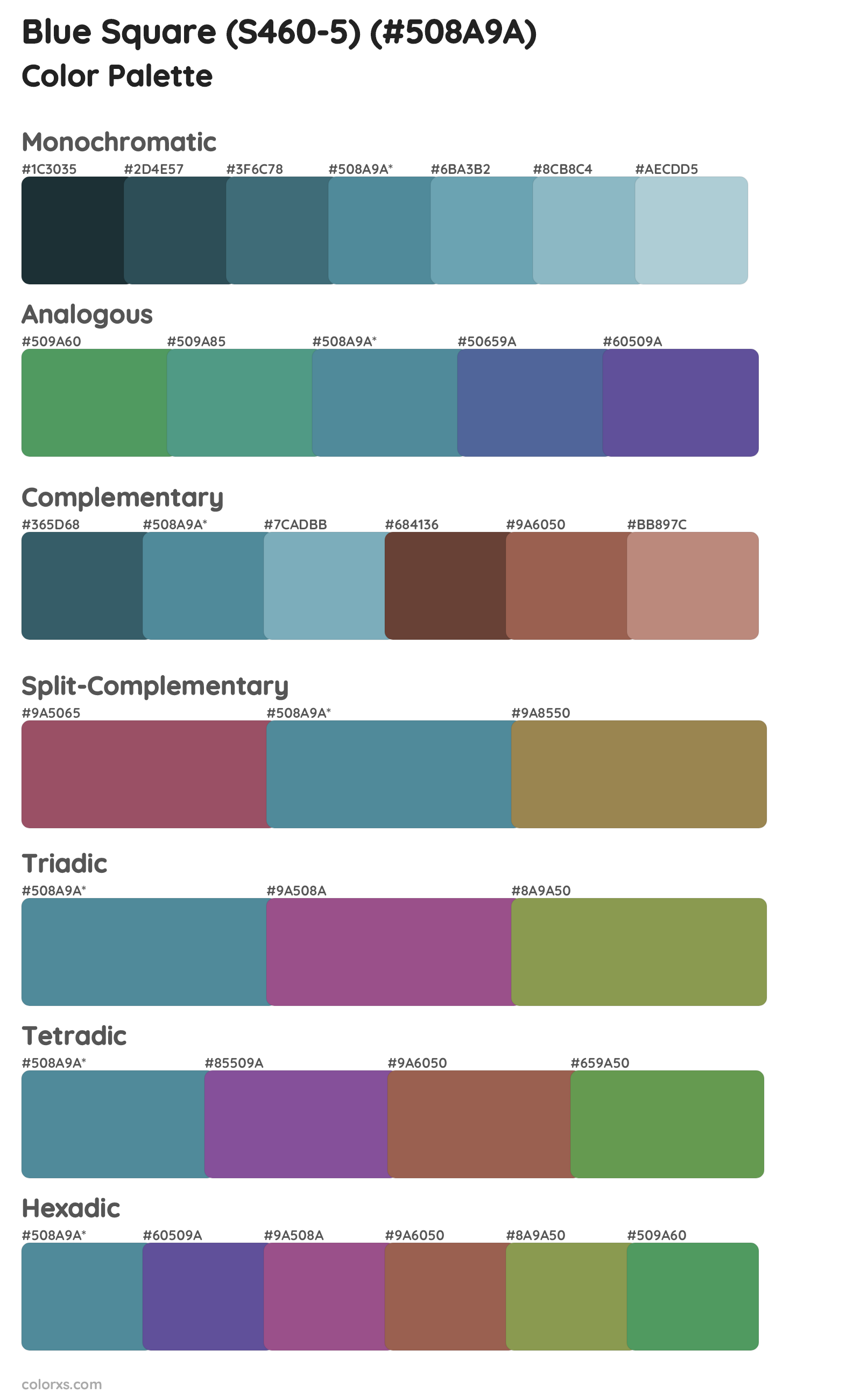 Blue Square (S460-5) Color Scheme Palettes