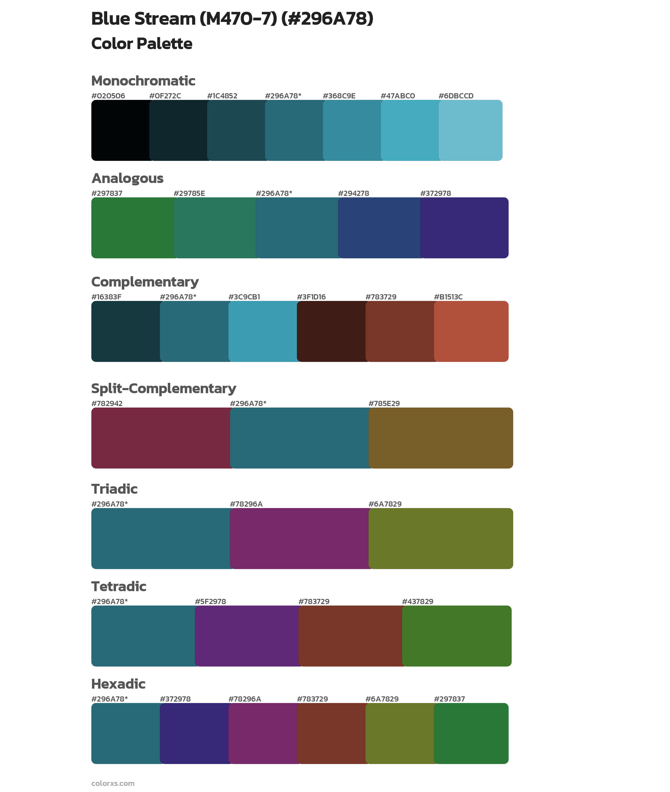 Blue Stream (M470-7) Color Scheme Palettes