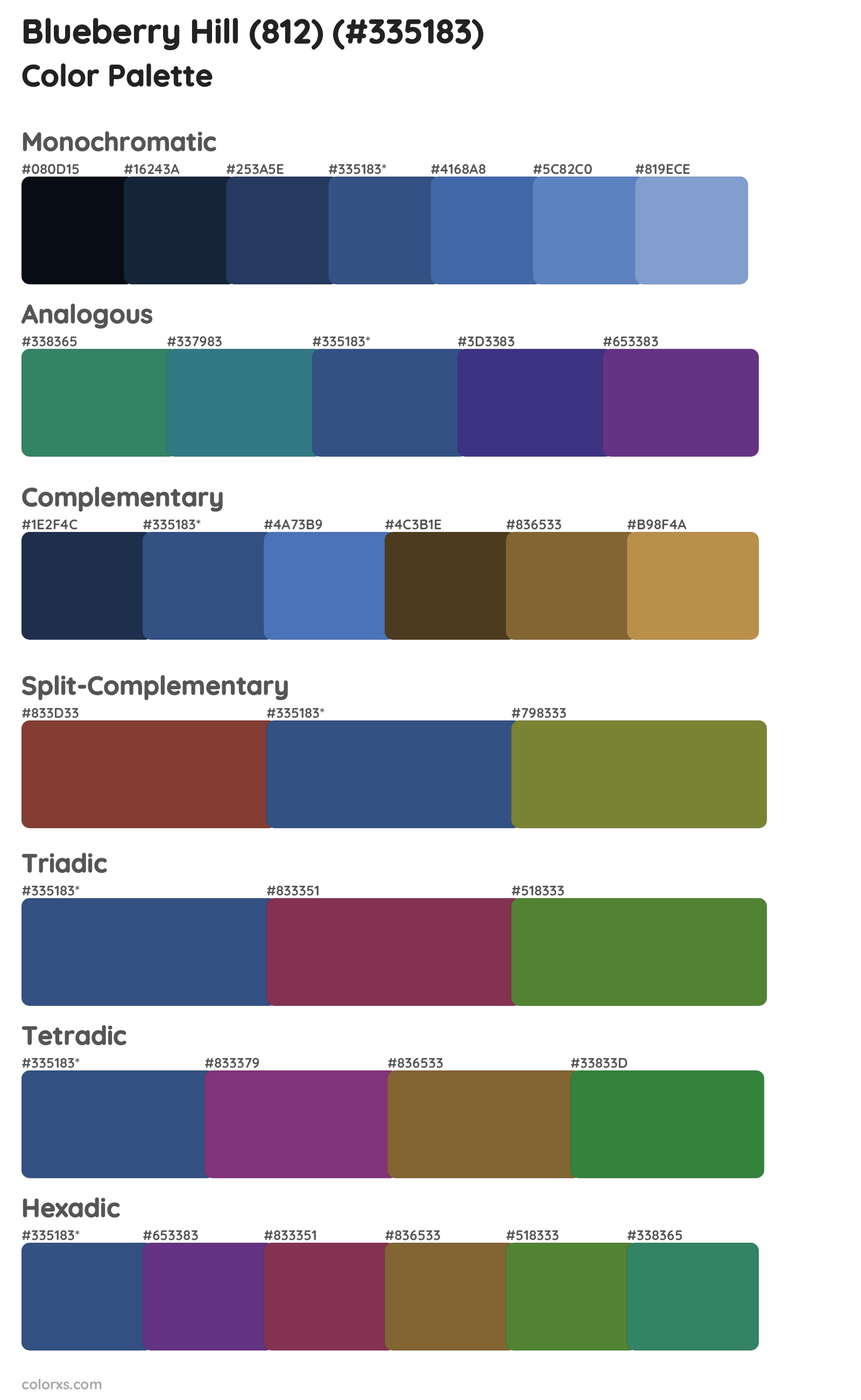 Blueberry Hill (812) Color Scheme Palettes