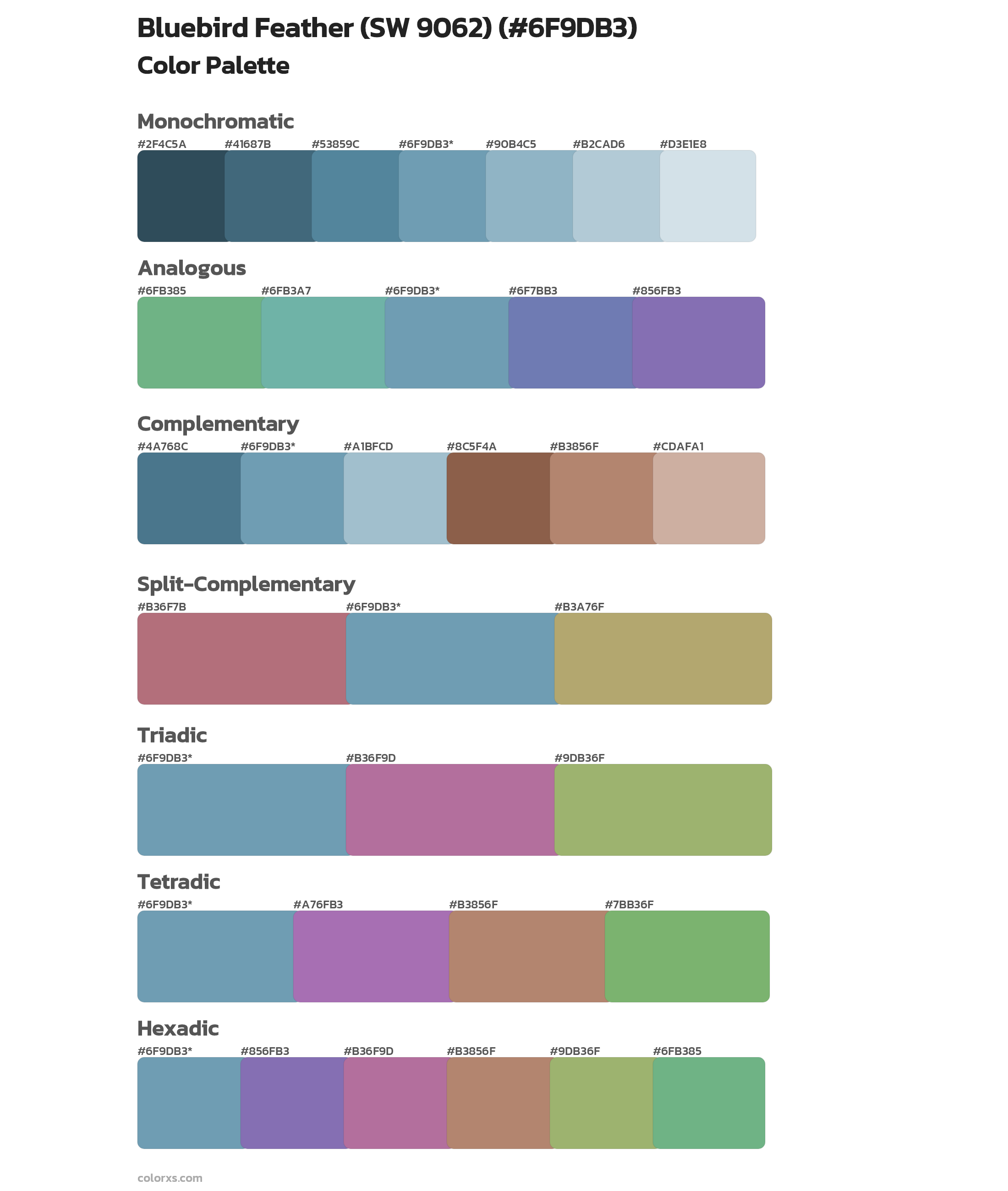 Bluebird Feather (SW 9062) Color Scheme Palettes