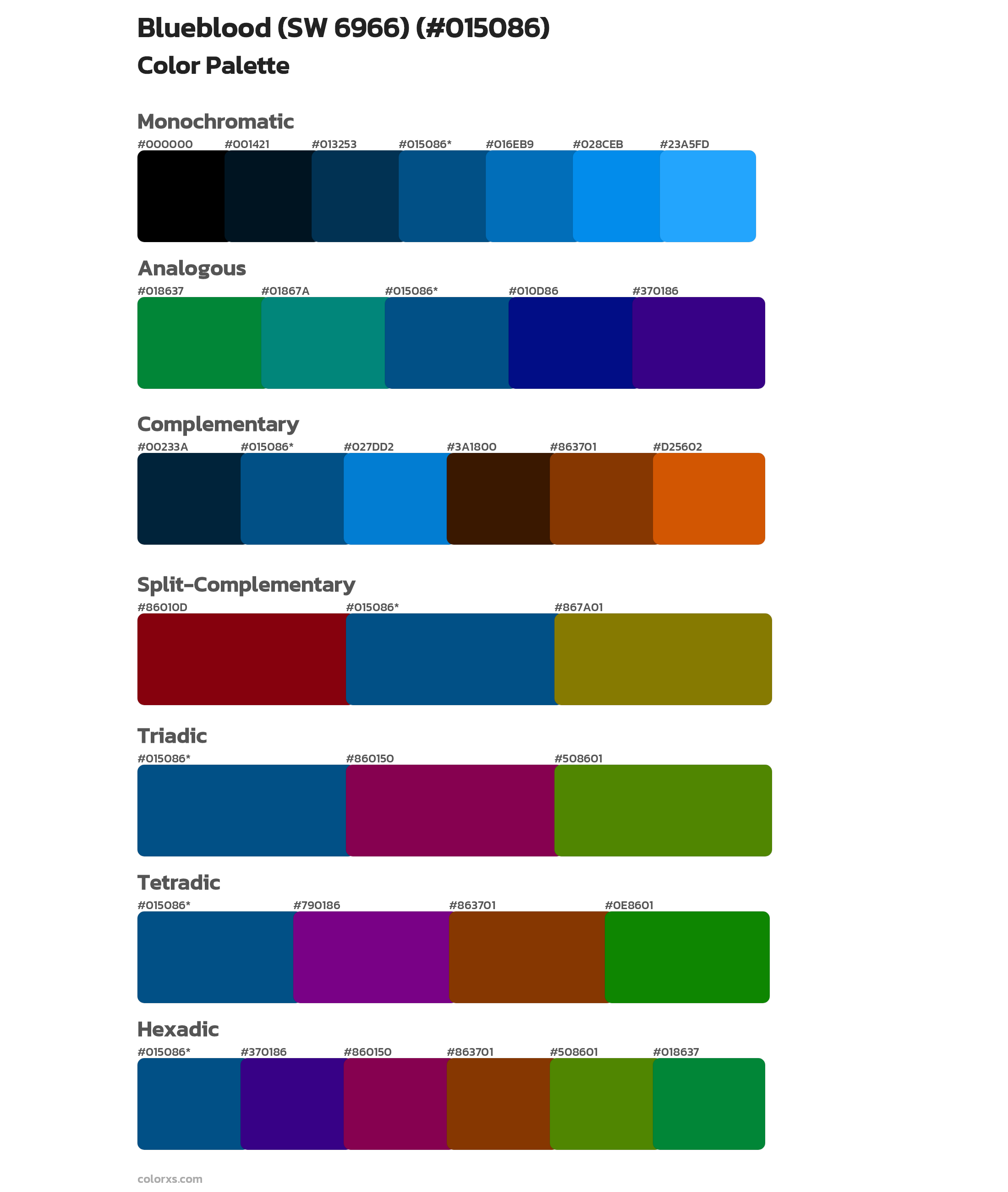 Blueblood (SW 6966) Color Scheme Palettes