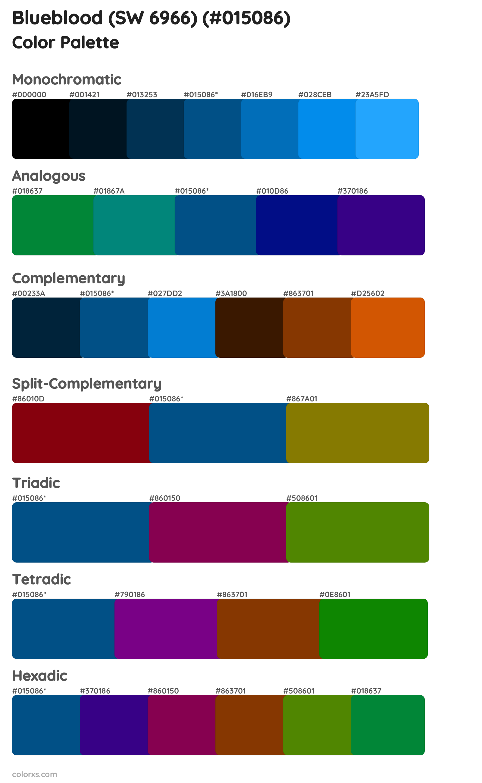 Blueblood (SW 6966) Color Scheme Palettes