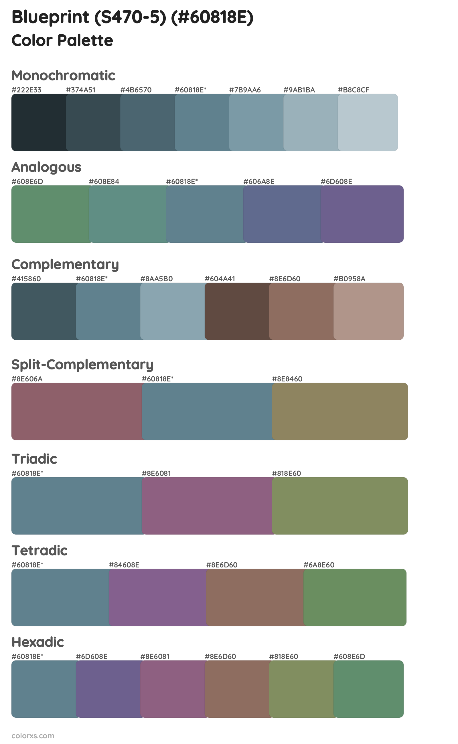 Blueprint (S470-5) Color Scheme Palettes