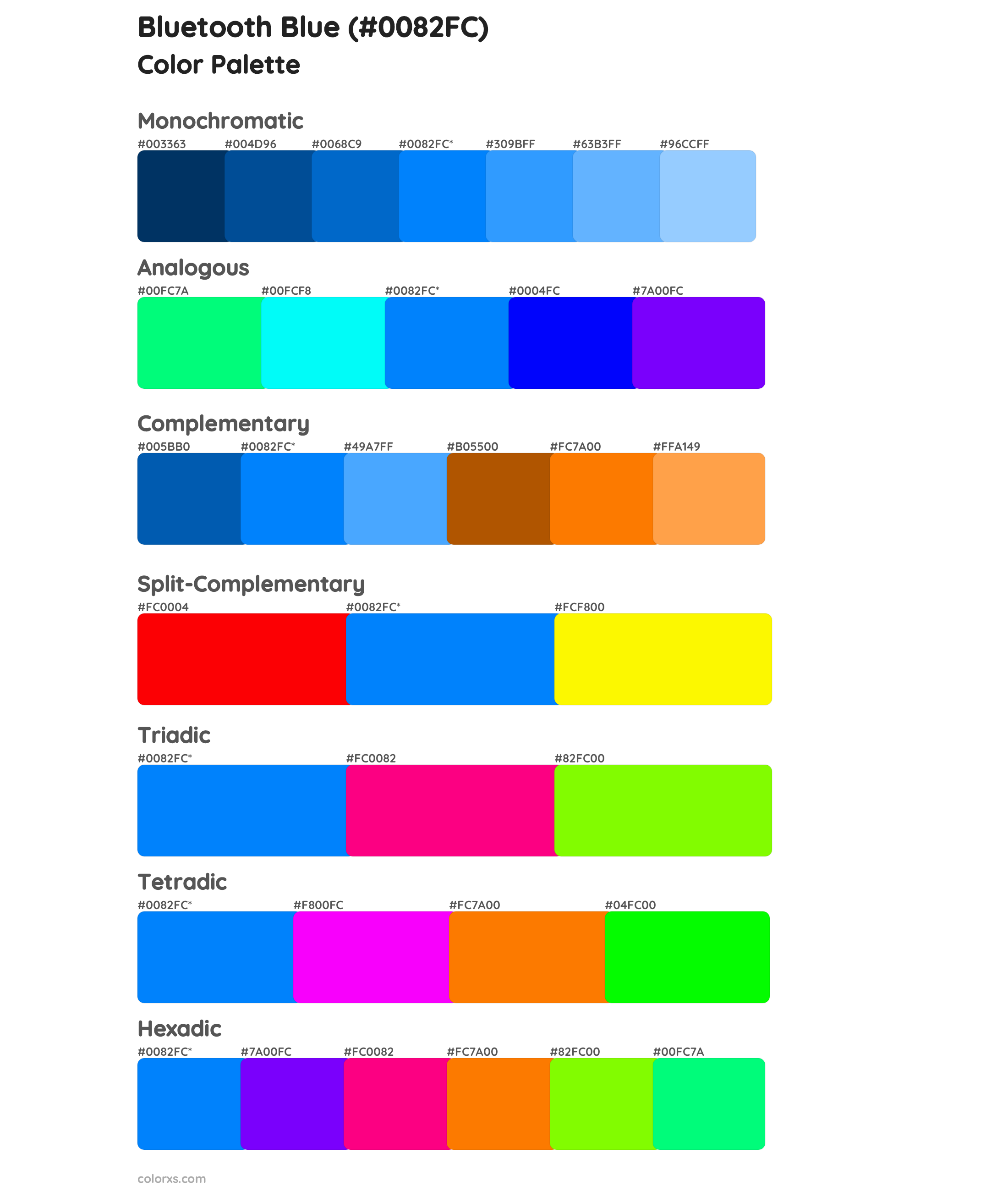 Bluetooth Blue Color Scheme Palettes