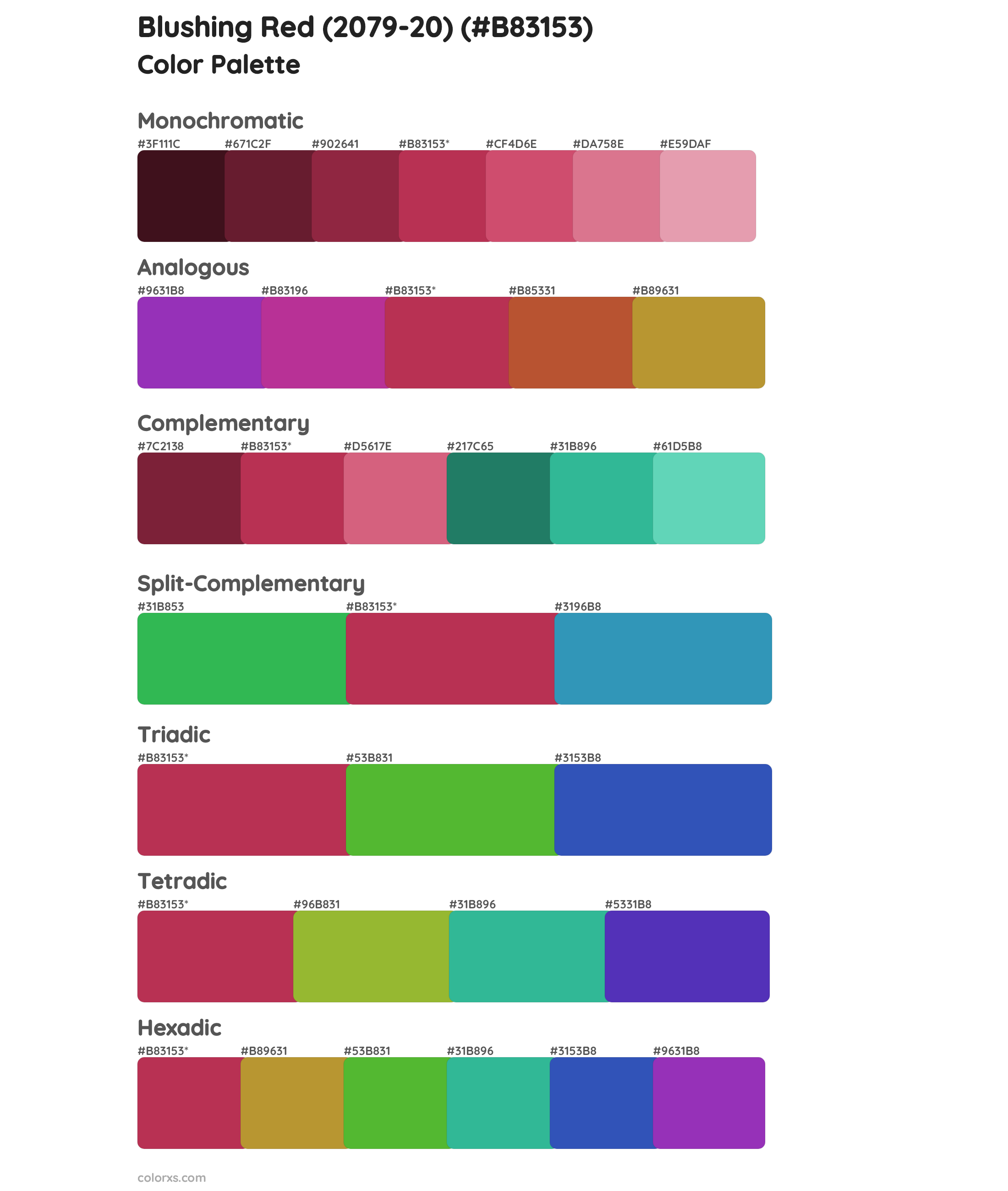 Blushing Red (2079-20) Color Scheme Palettes