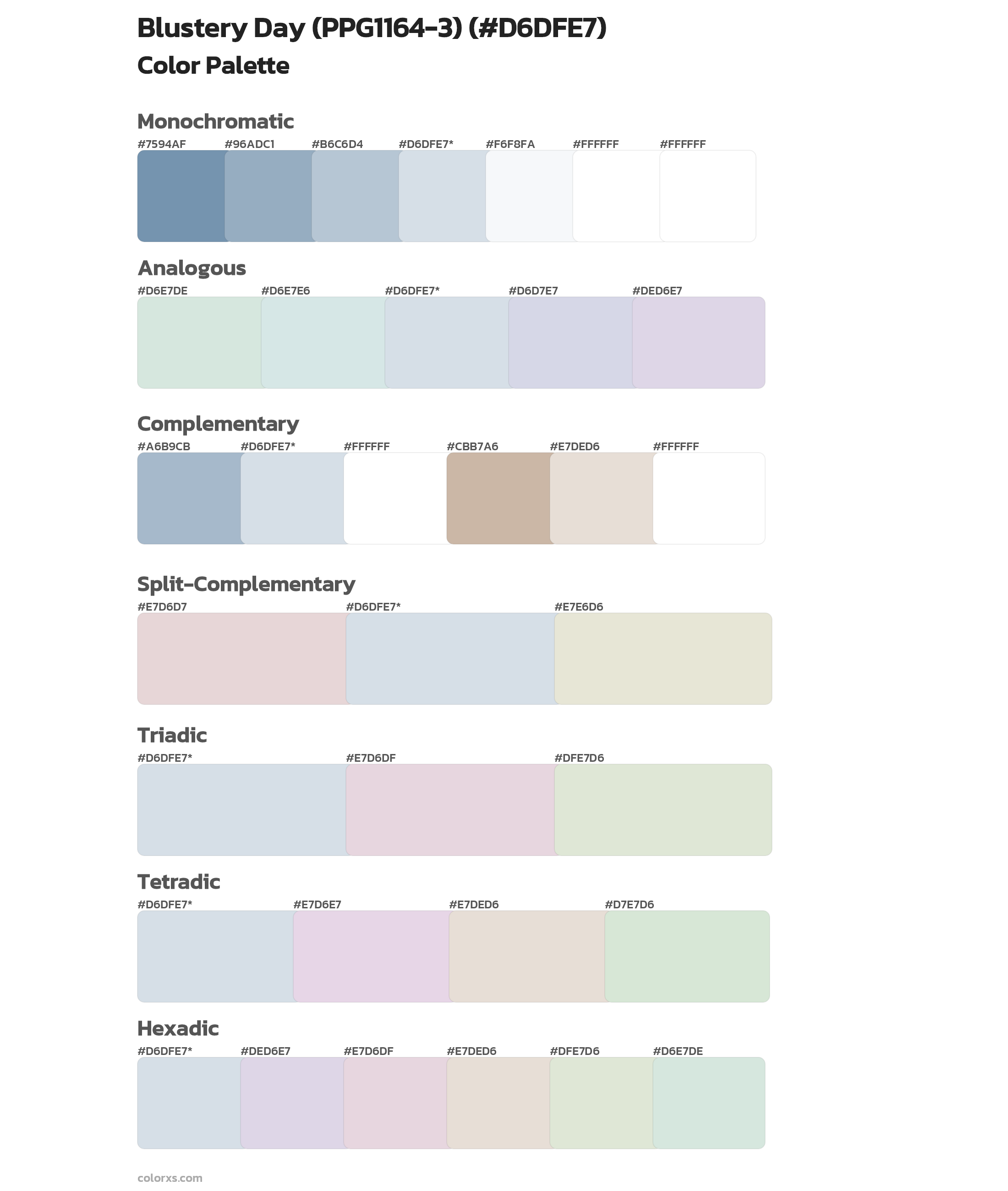 Blustery Day (PPG1164-3) Color Scheme Palettes