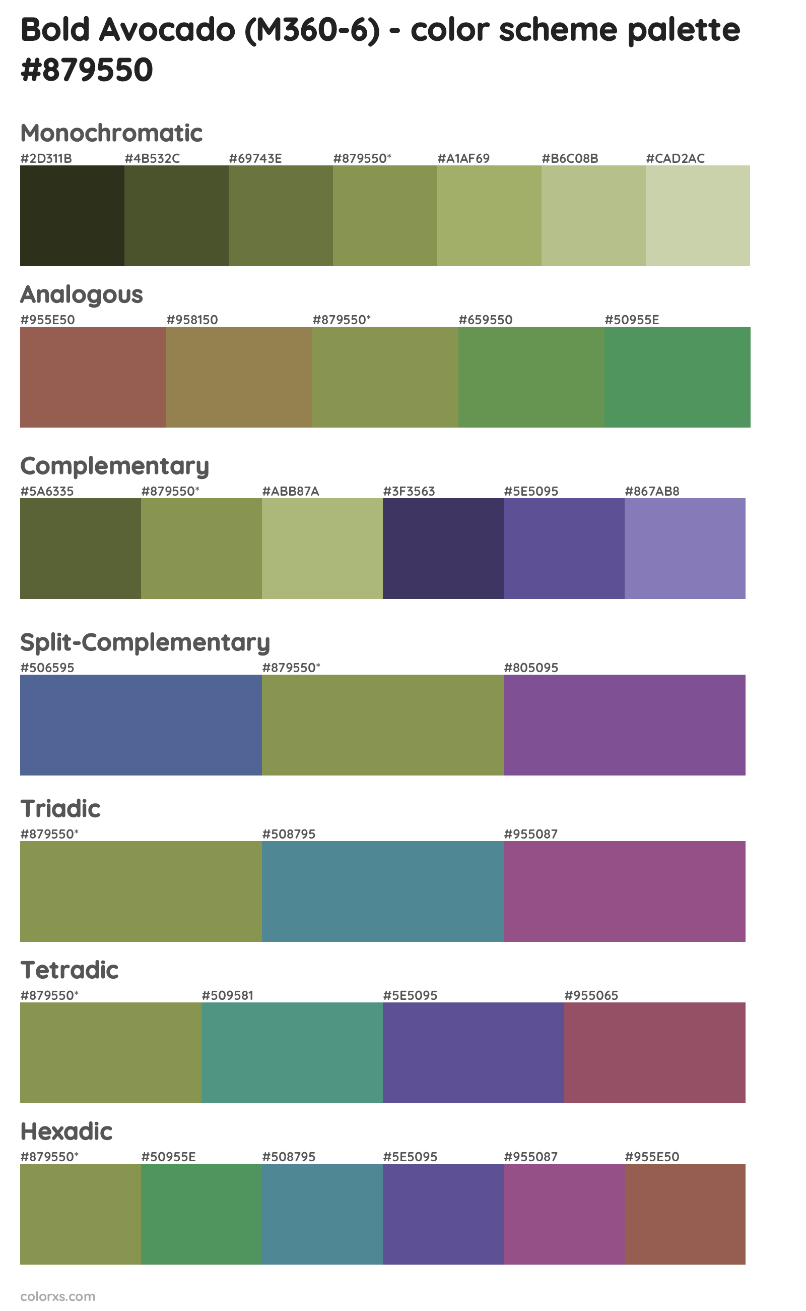 Bold Avocado (M360-6) Color Scheme Palettes