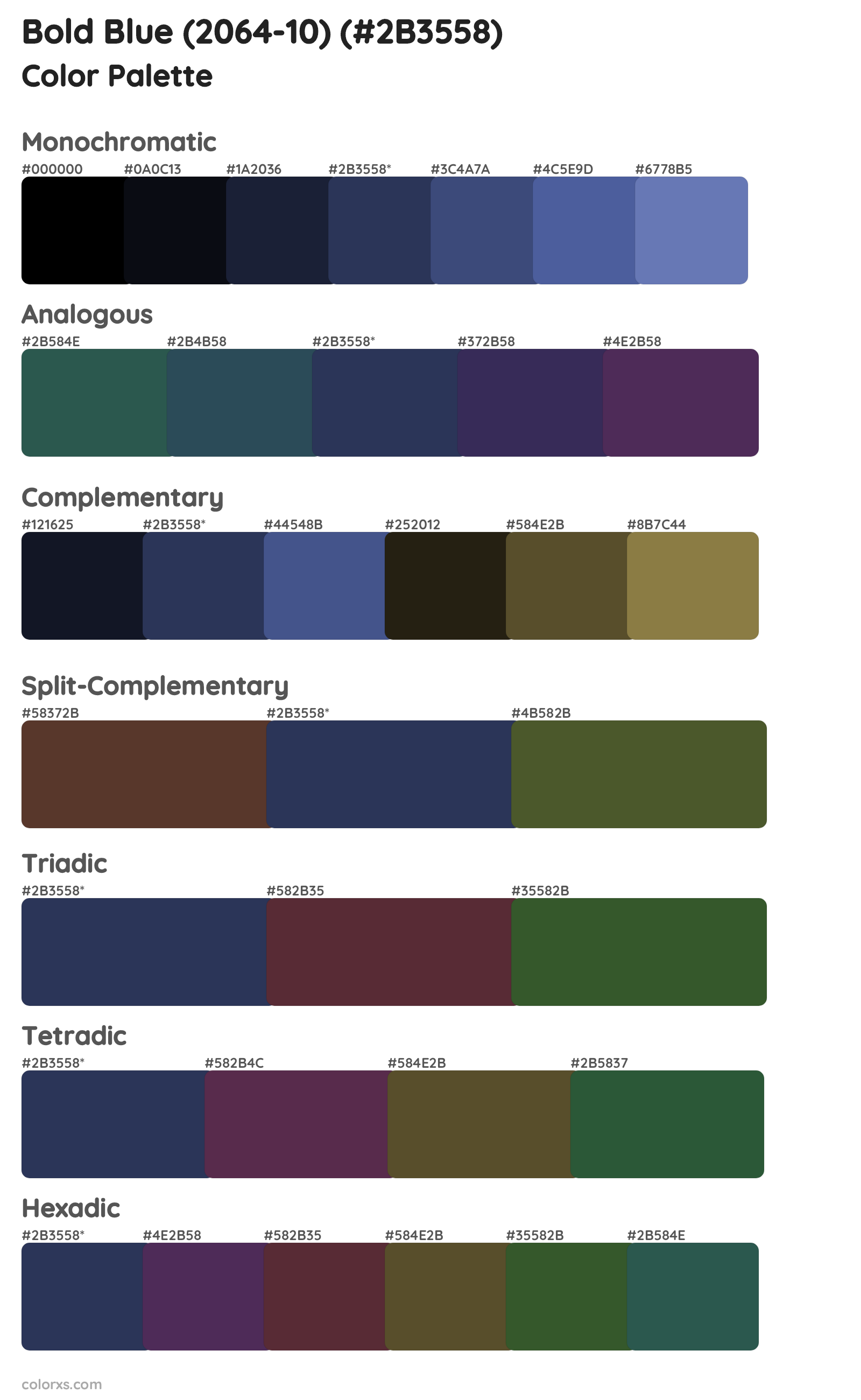 Bold Blue (2064-10) Color Scheme Palettes