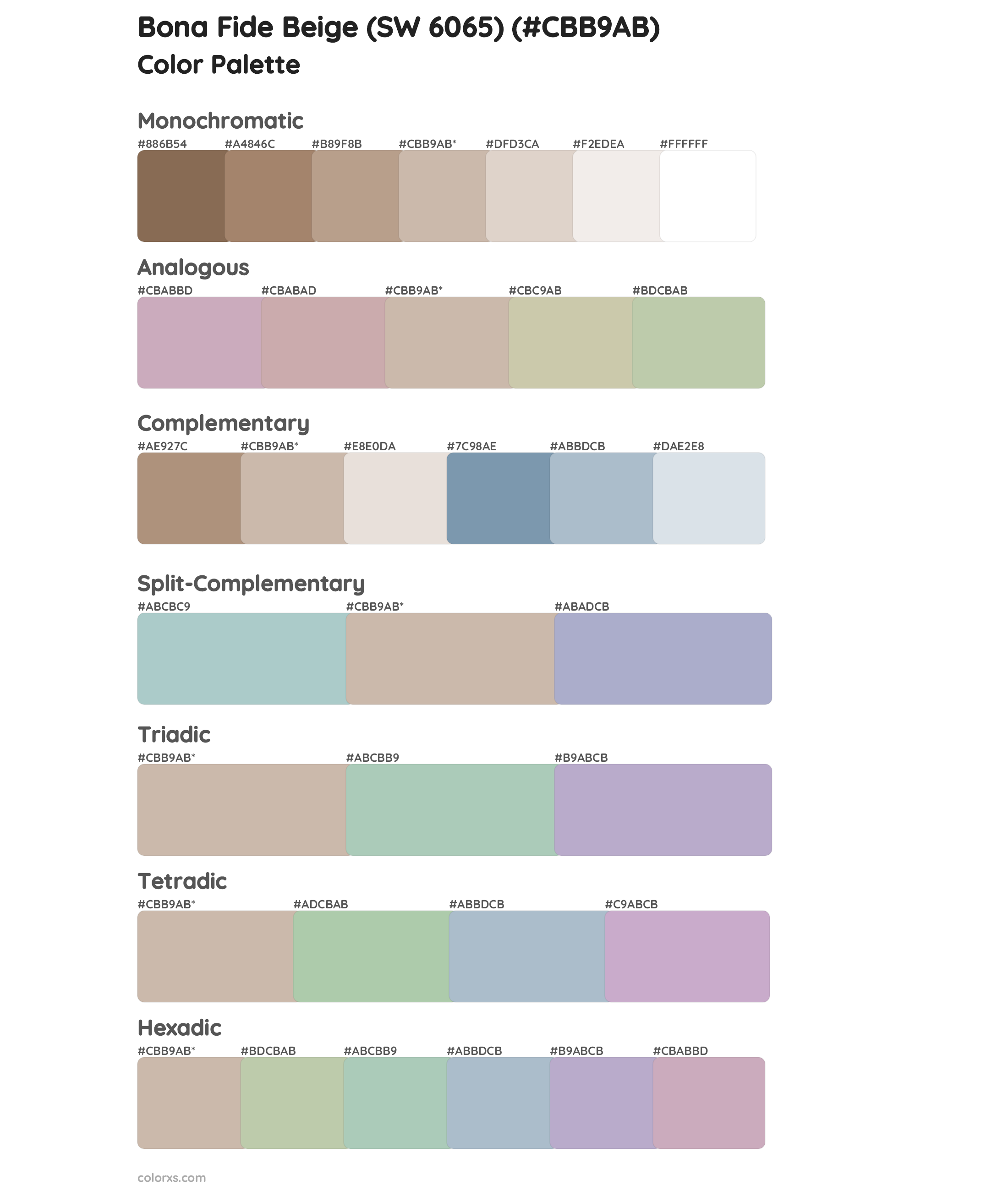 Bona Fide Beige (SW 6065) Color Scheme Palettes