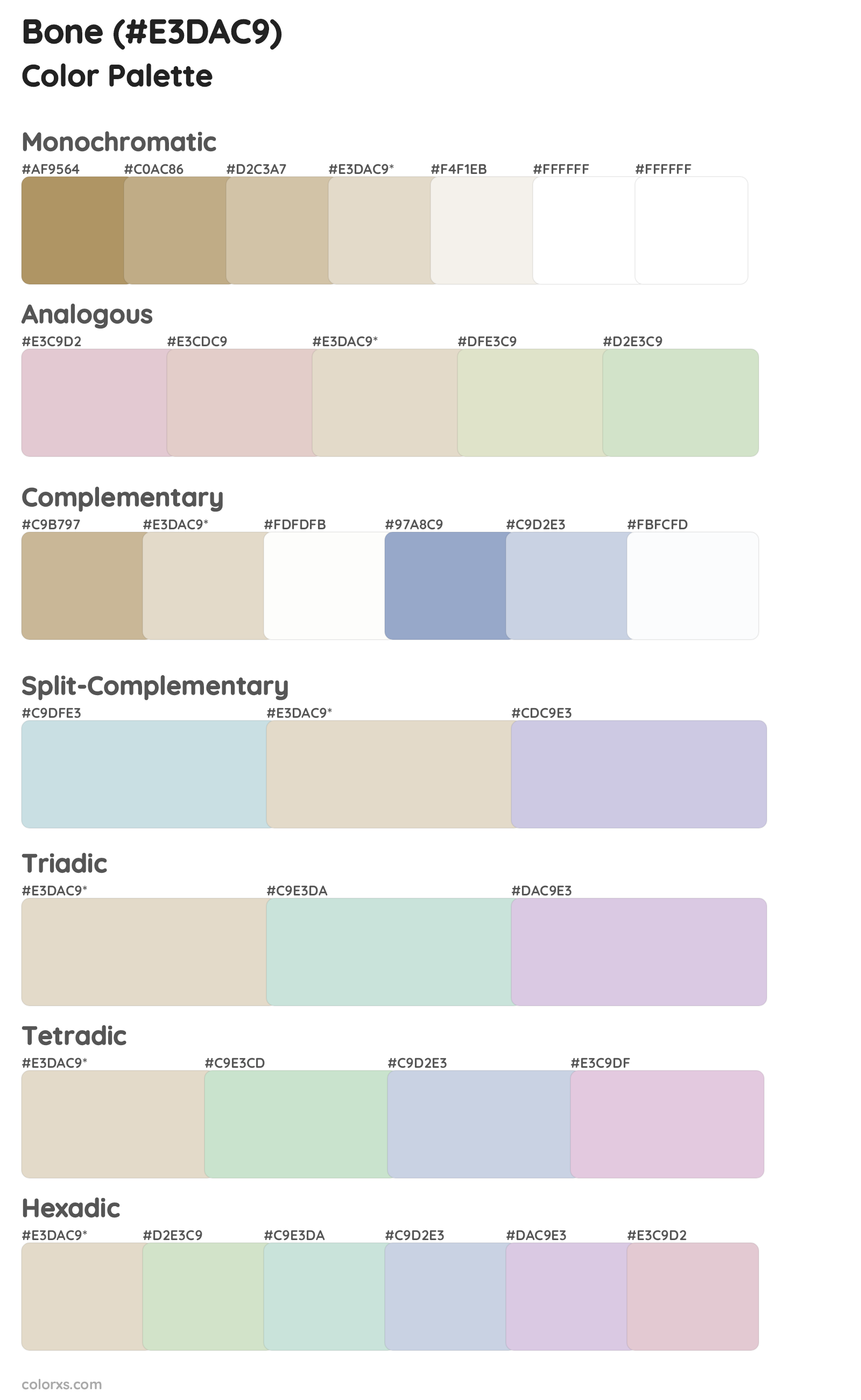 Bone Color Scheme Palettes