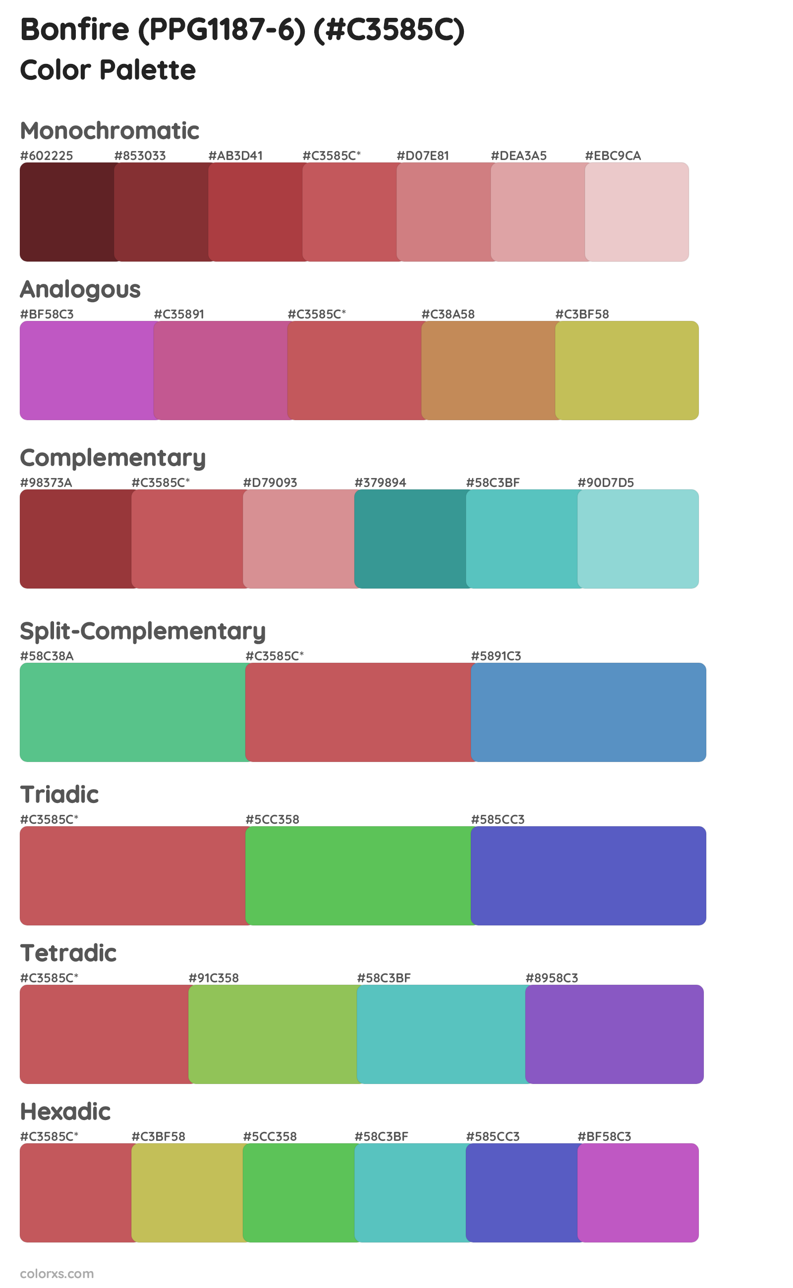 Bonfire (PPG1187-6) Color Scheme Palettes