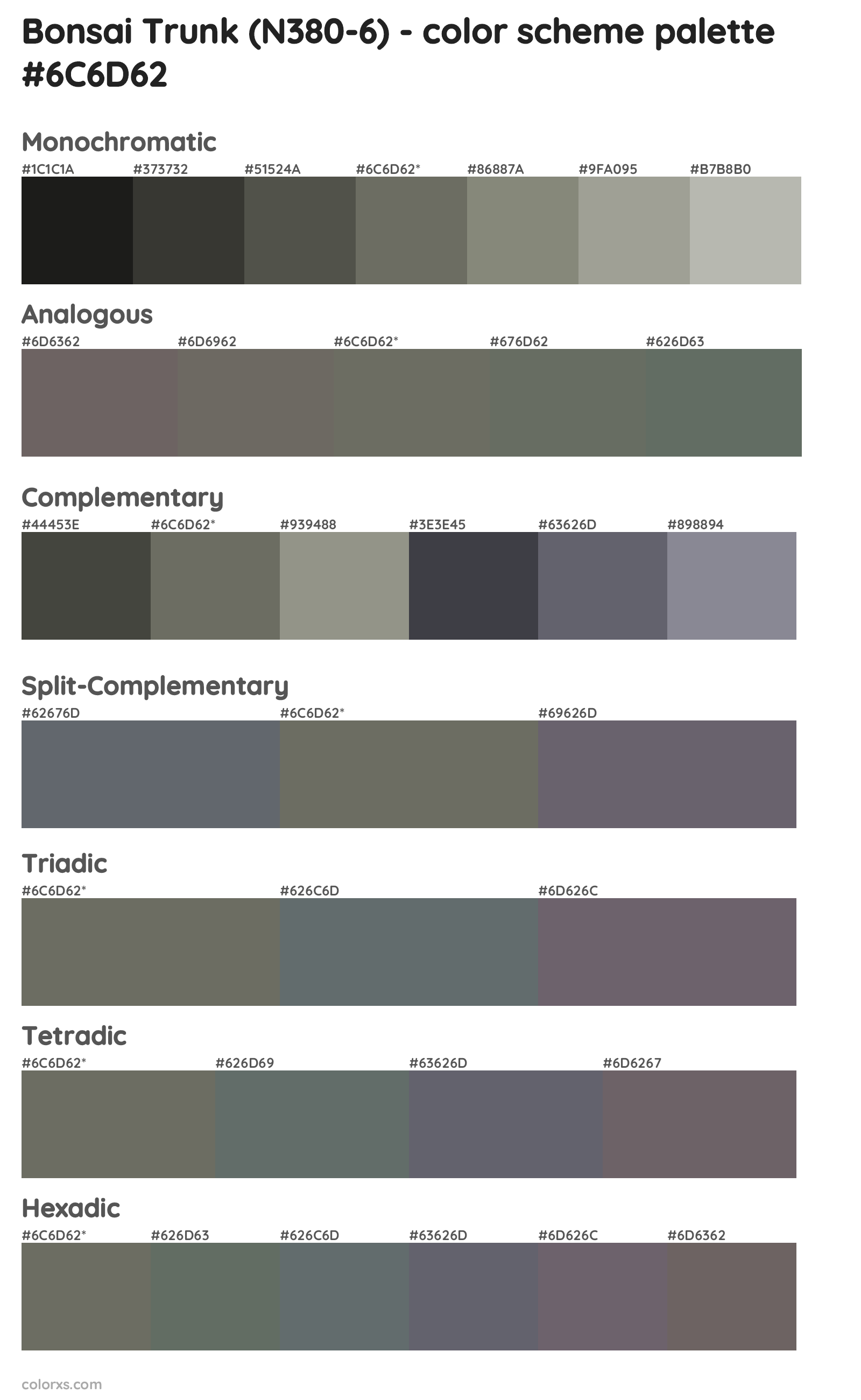 Bonsai Trunk (N380-6) Color Scheme Palettes