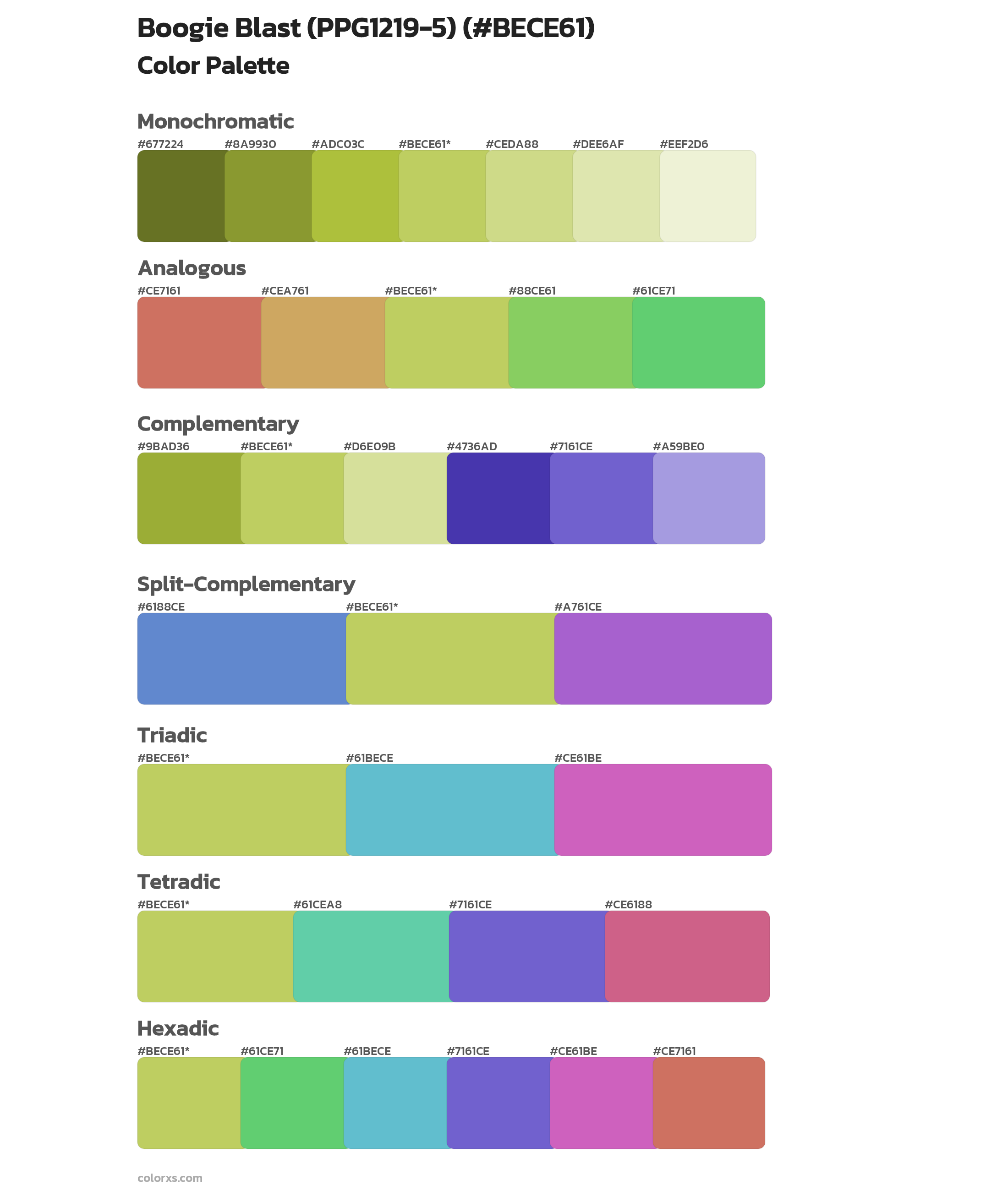 Boogie Blast (PPG1219-5) Color Scheme Palettes